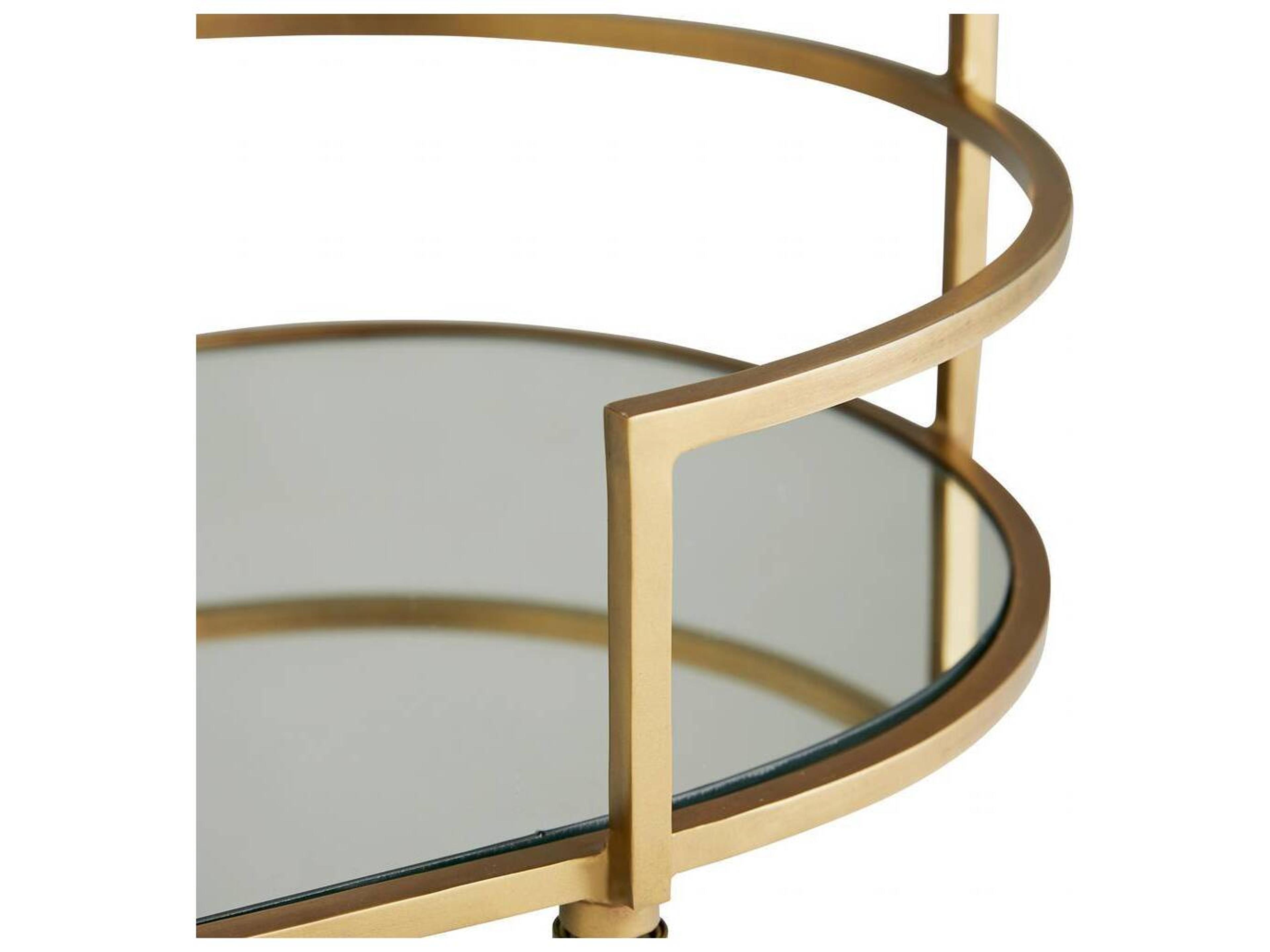 Arteriors Home Trainor Marble Antique Brass Bar Cart