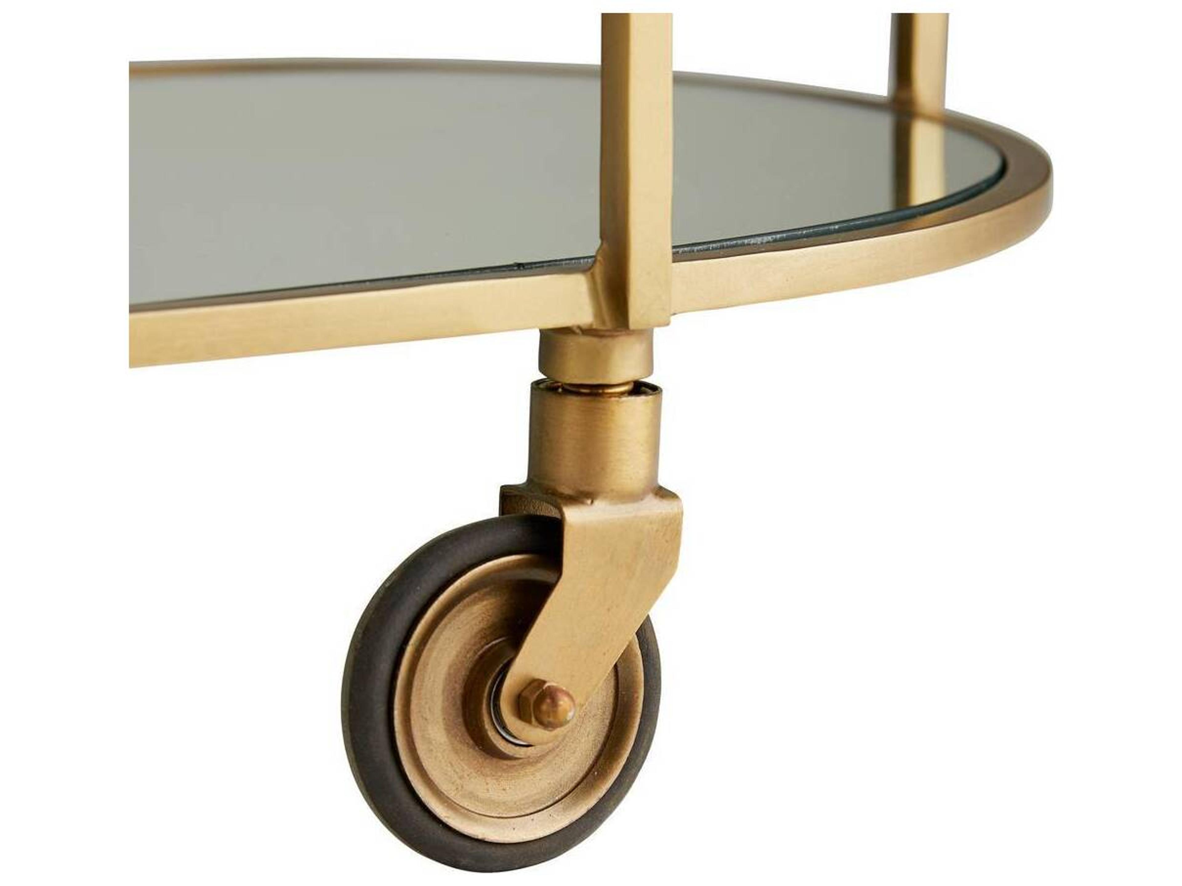 Arteriors Home Trainor Marble Antique Brass Bar Cart