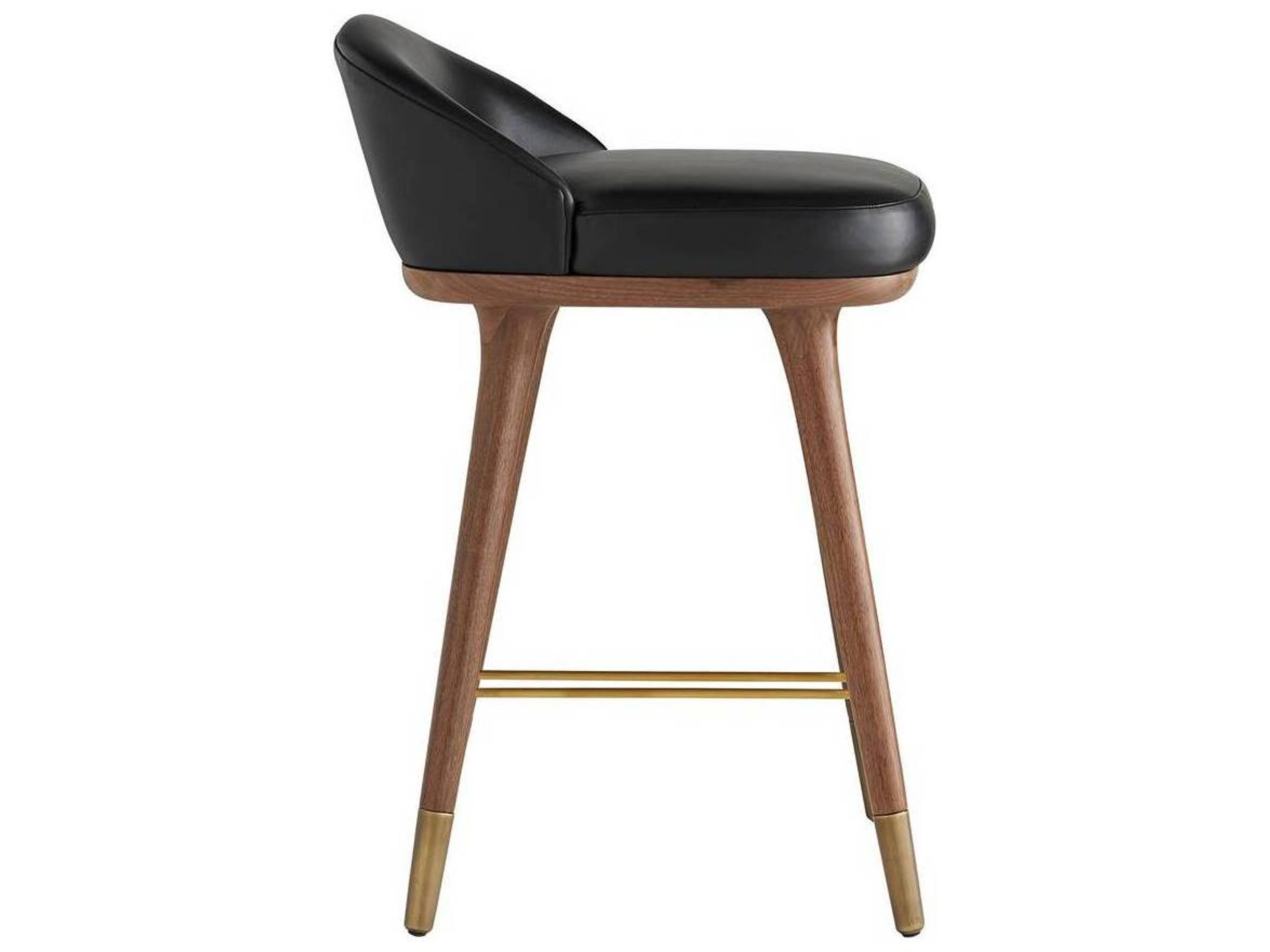 Arteriors Home Walsh Black Walnut Leather Counter Stool