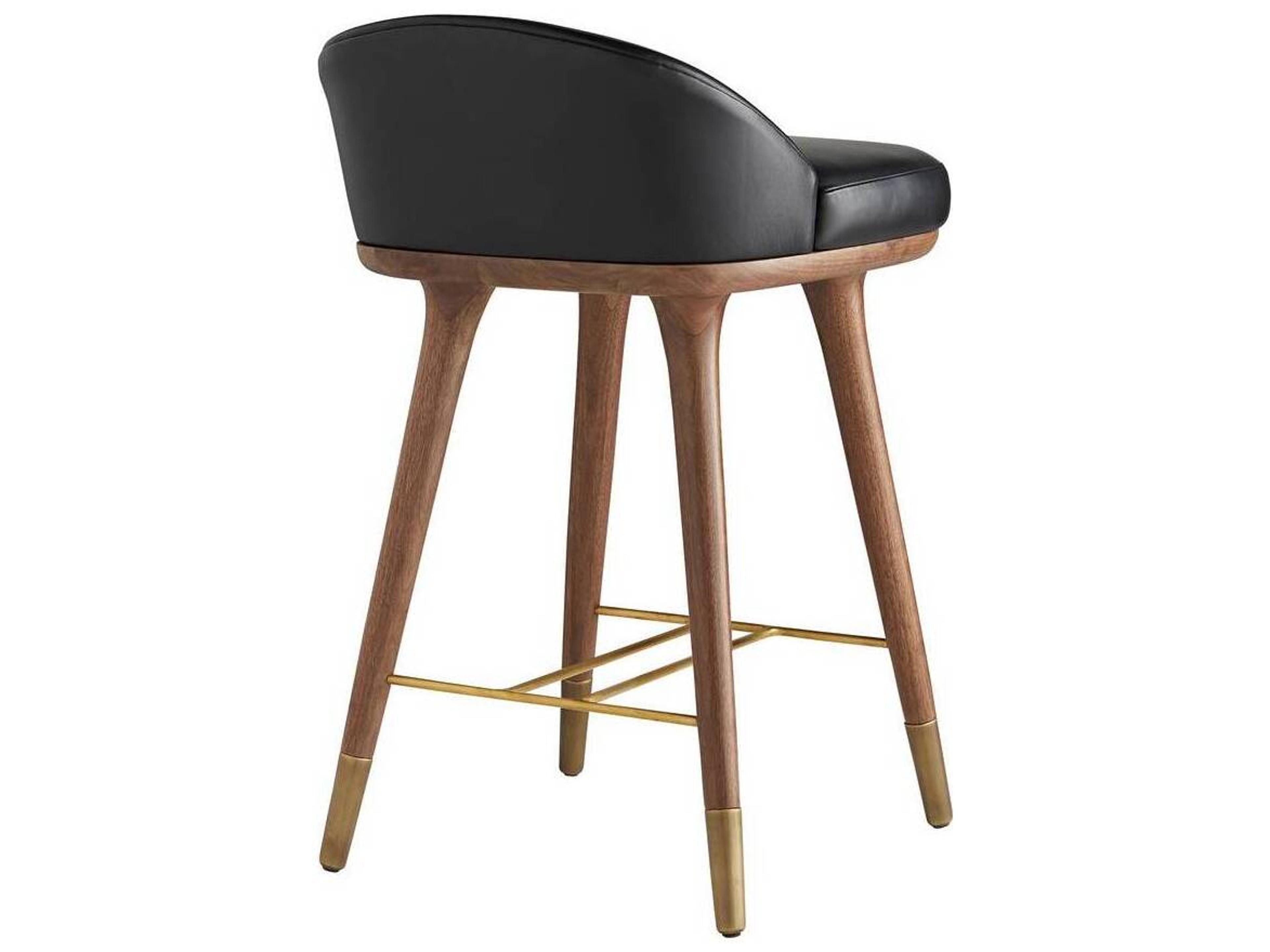Arteriors Home Walsh Black Walnut Leather Counter Stool