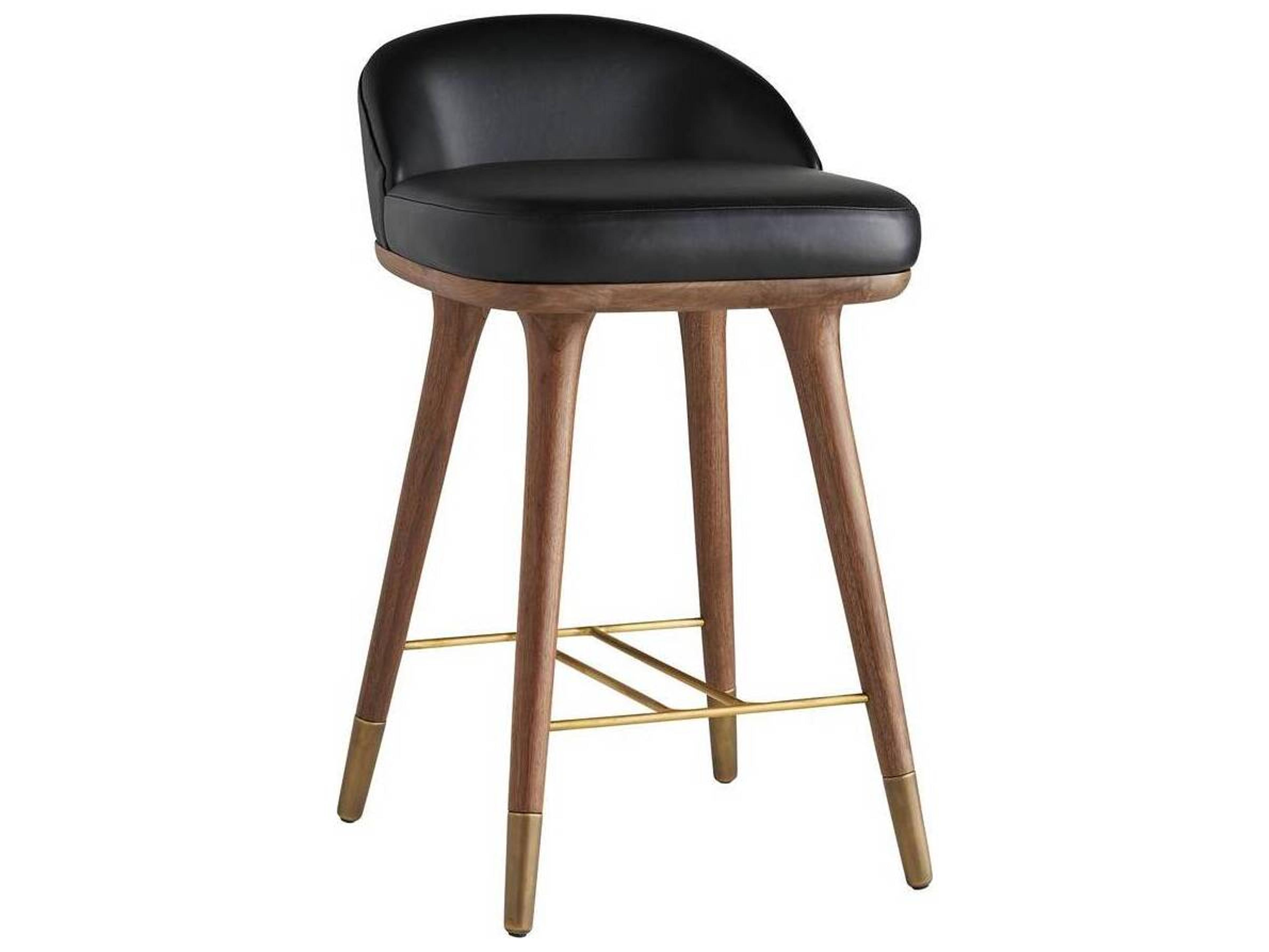 Arteriors Home Walsh Black Walnut Leather Counter Stool