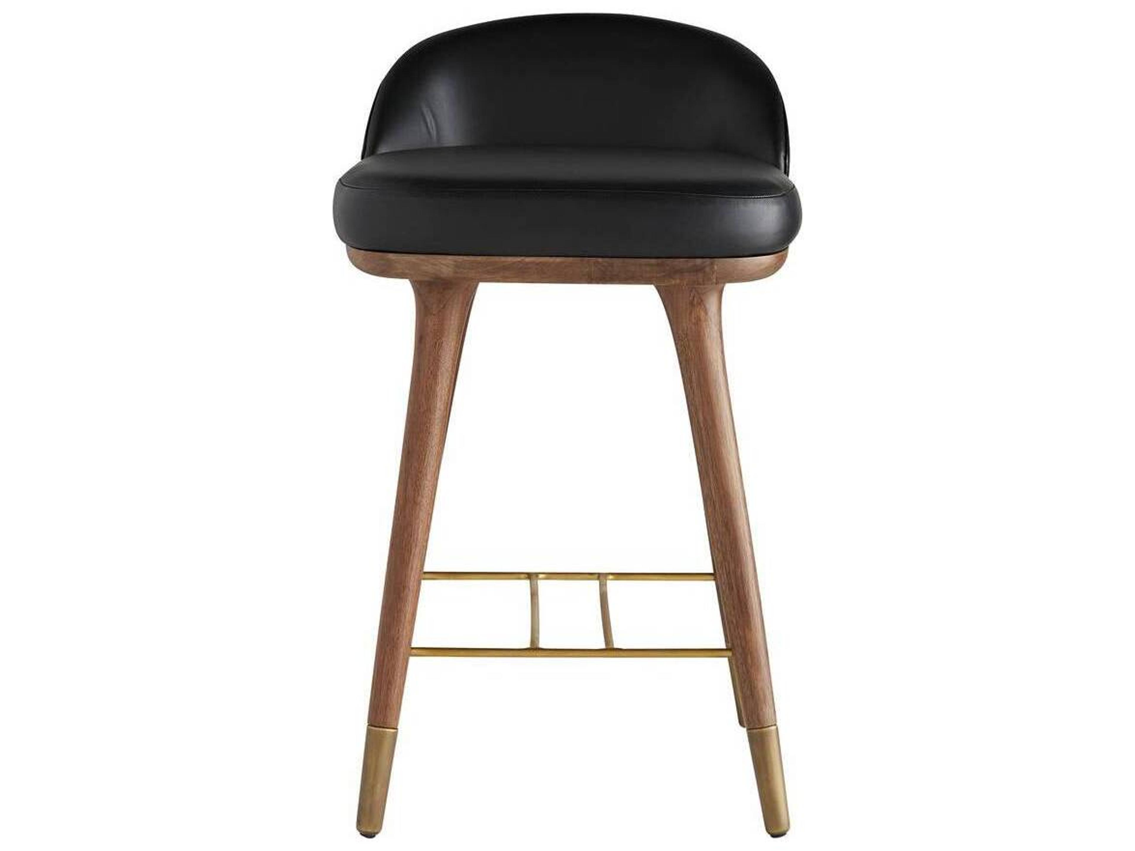 Walsh Counter Stool Black Leather Walnut Wood