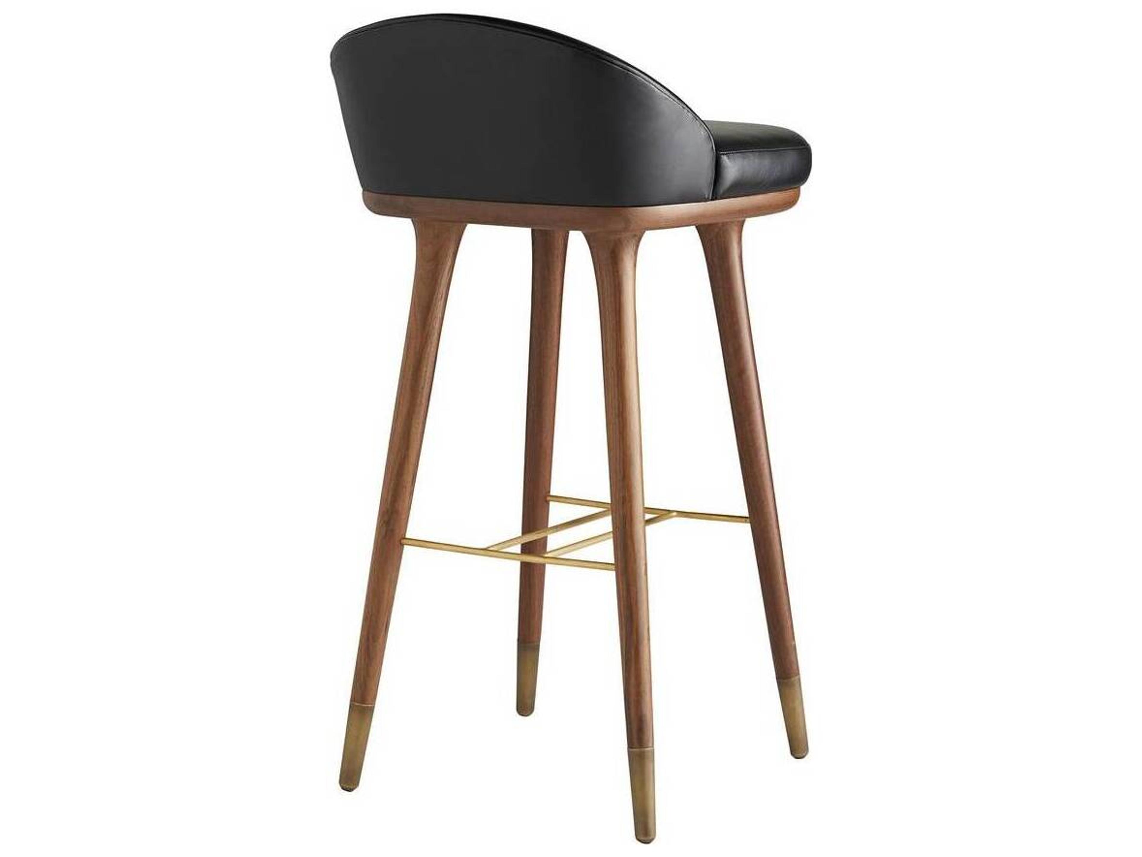 Arteriors Home Walsh Black Walnut Leather Bar Stool
