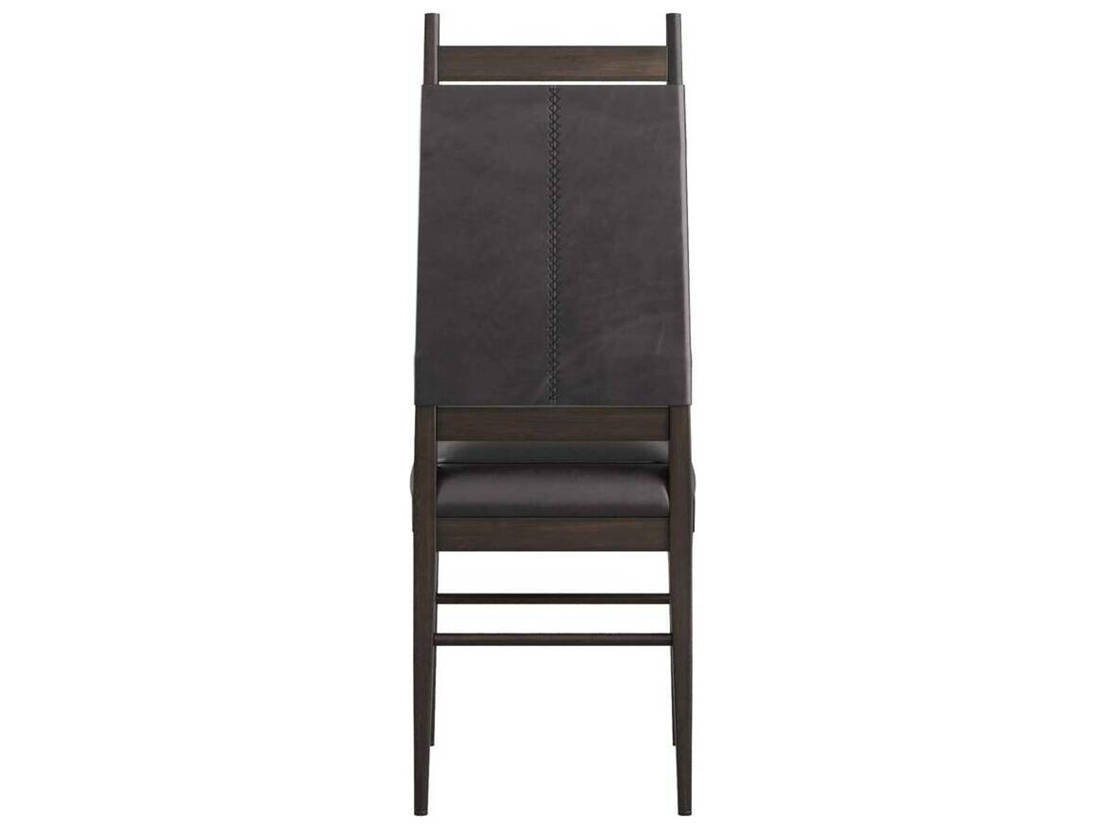 Arteriors Home Keegan Beech Wood Ebony Leather Armless Dining Chair