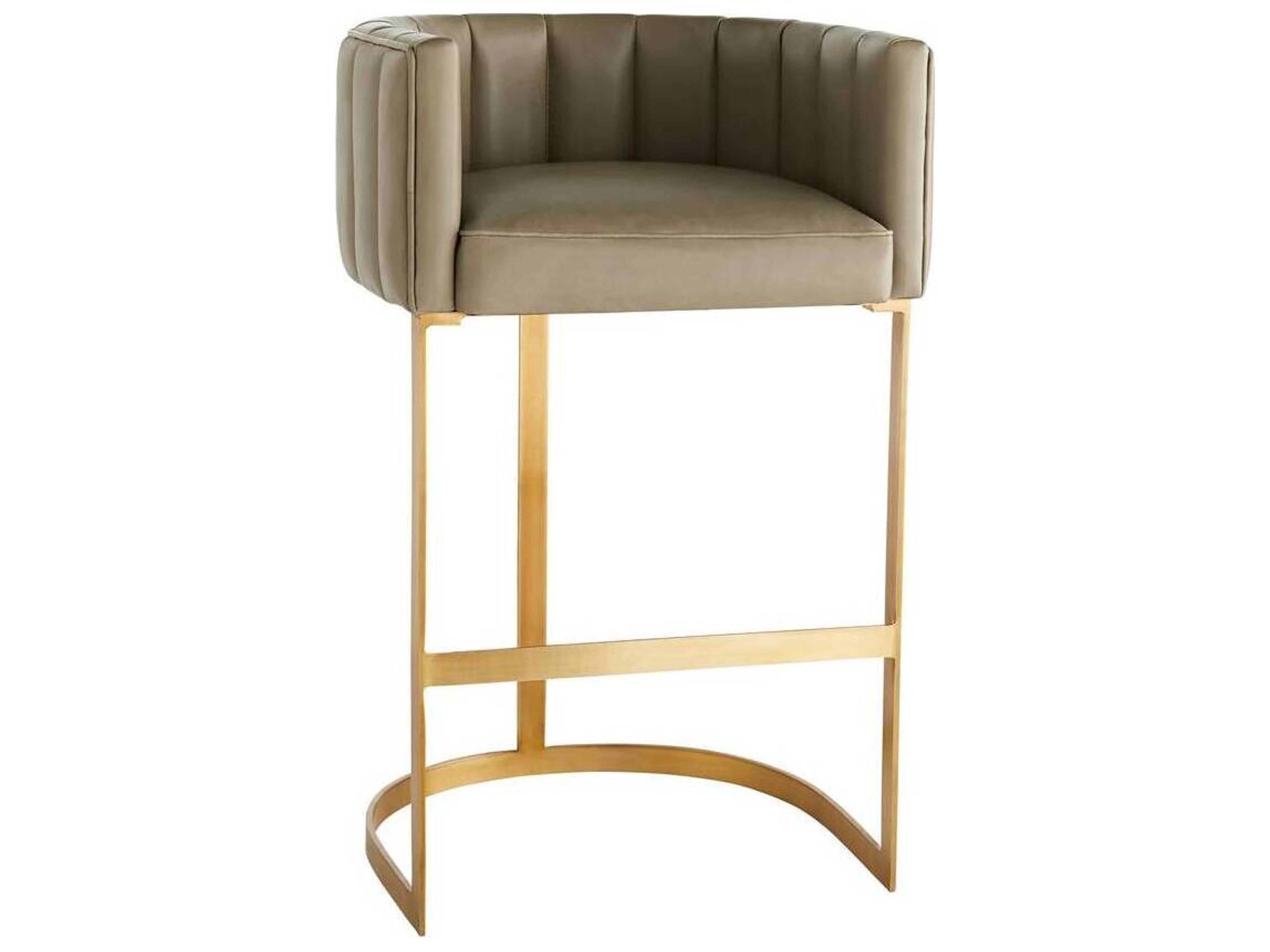 Arteriors Home Tatum Morel Antique Brass Leather Bar Stool