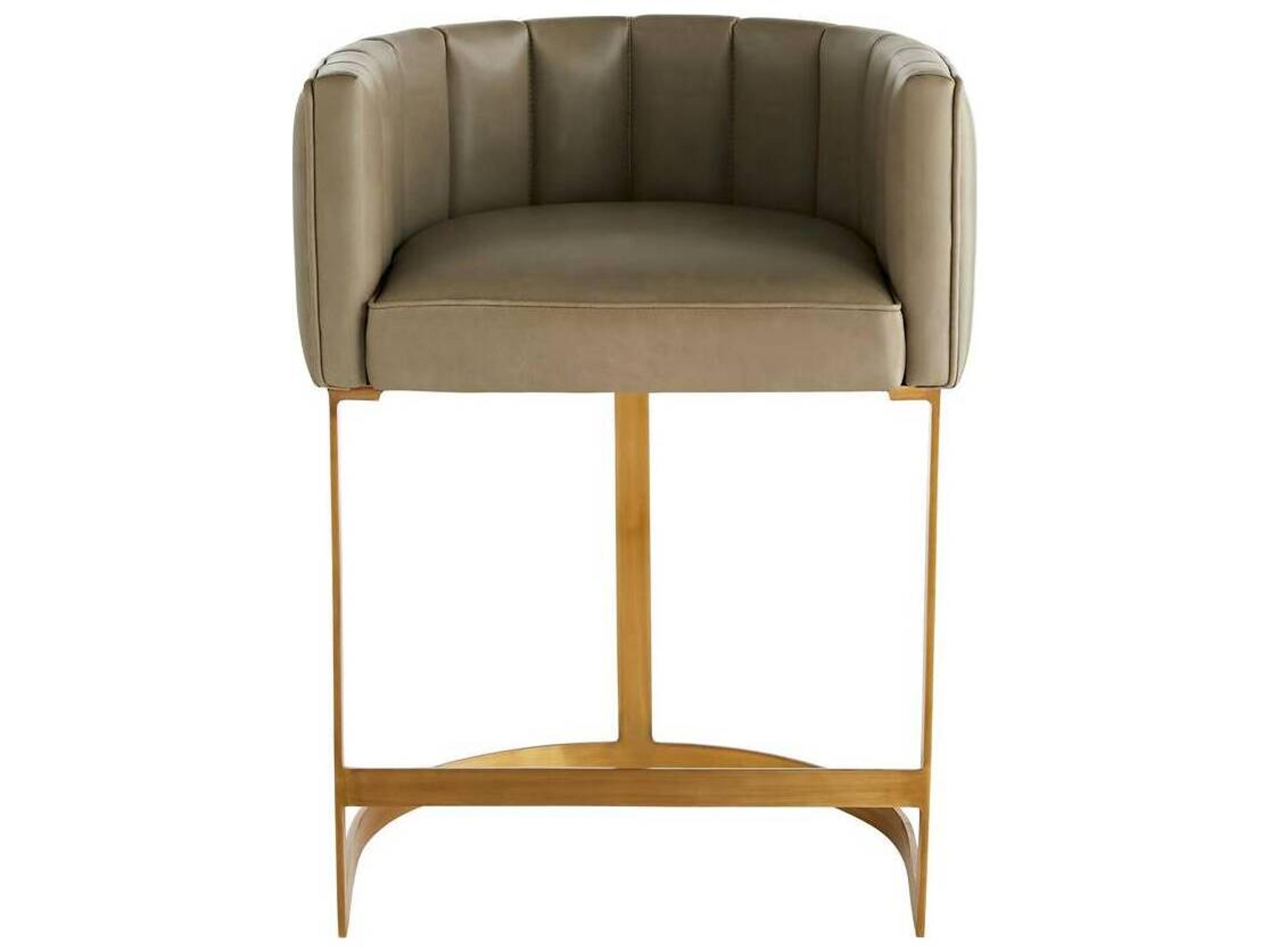 Arteriors Home Tatum Morel Antique Brass Leather Counter Stool