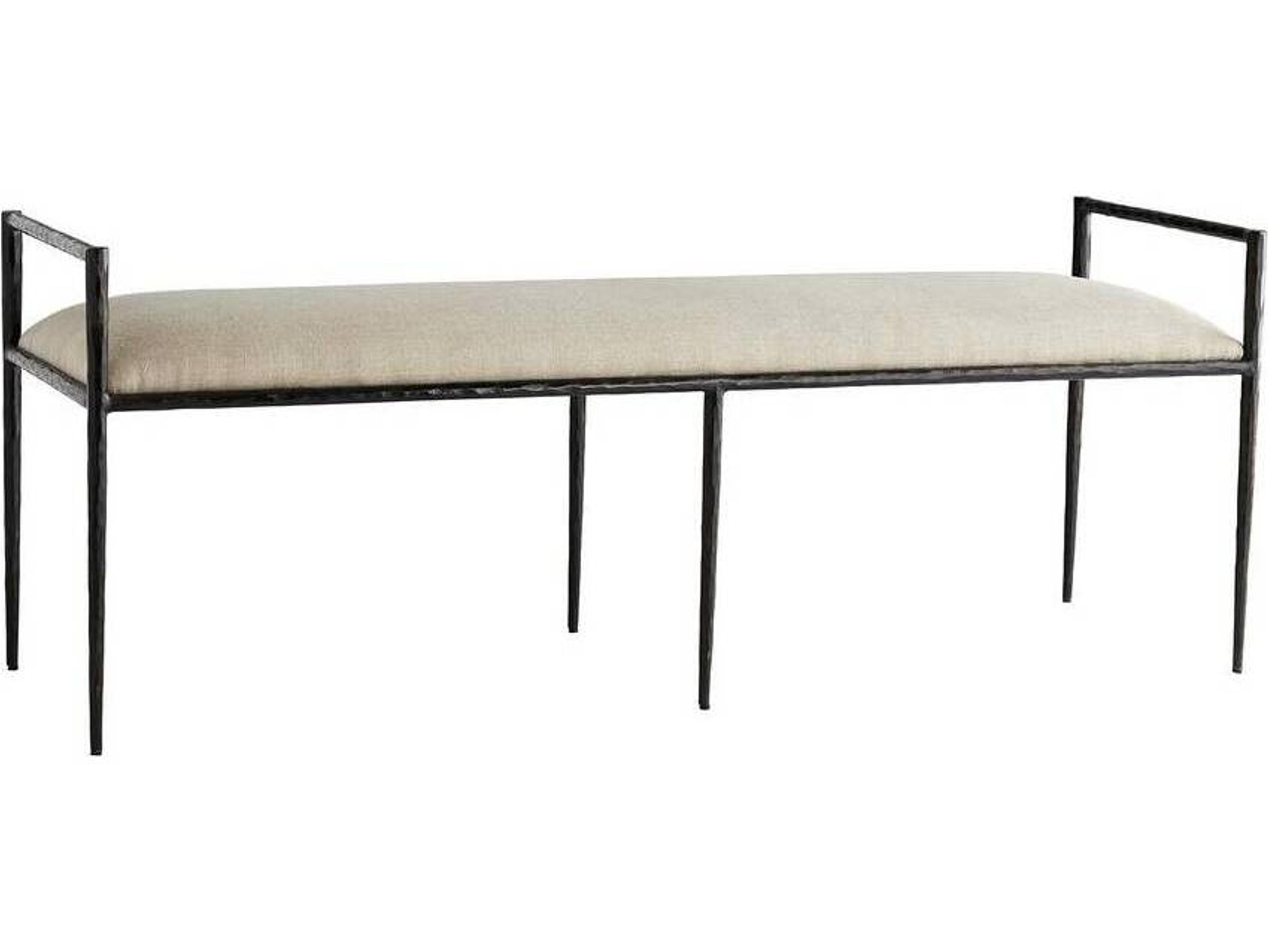Arteriors Home Barbana Natural Linen White Upholstered Accent Bench