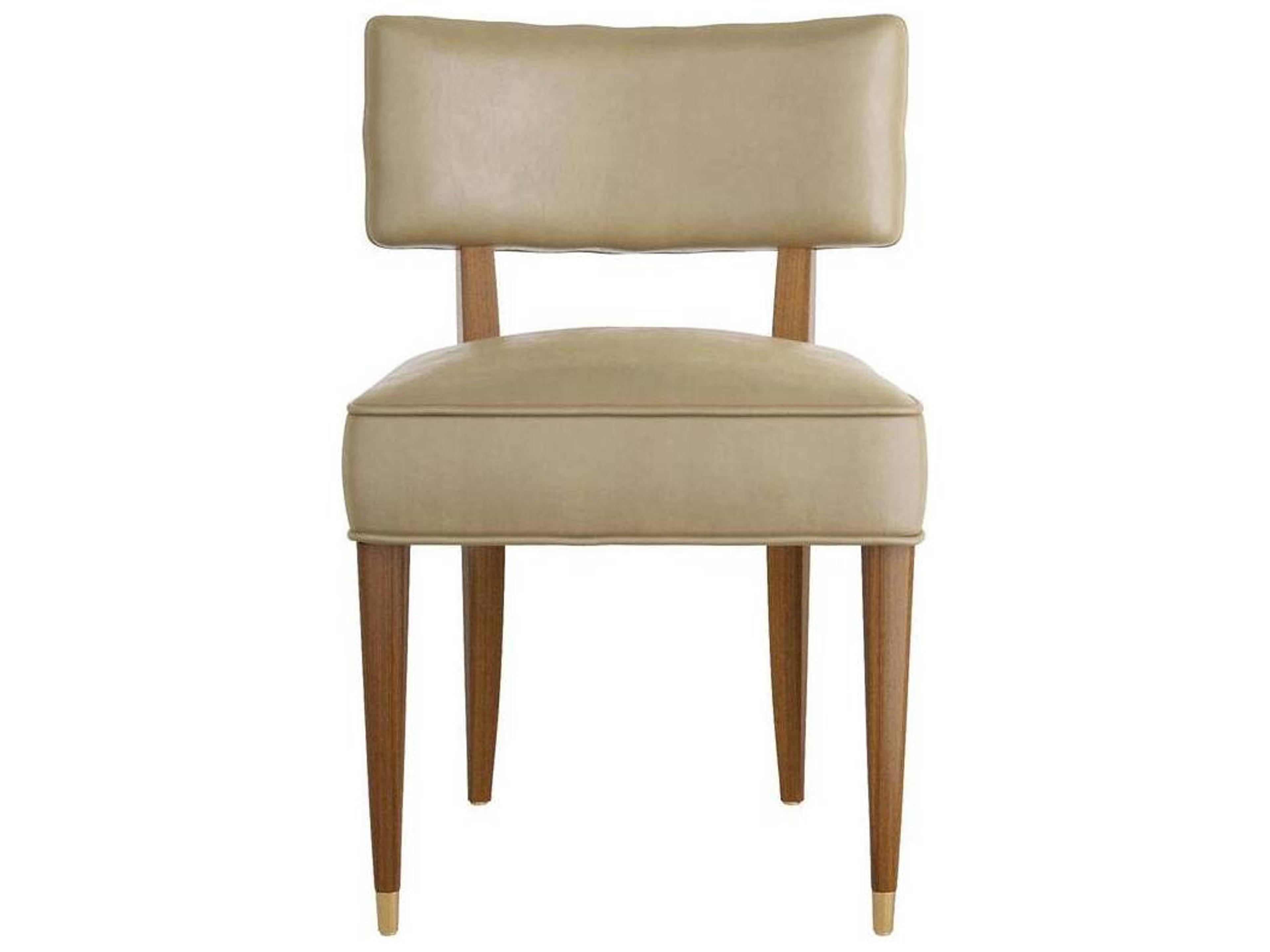 Arteriors Home Laurent Beech Wood Beige Leather Armless Dining Chair
