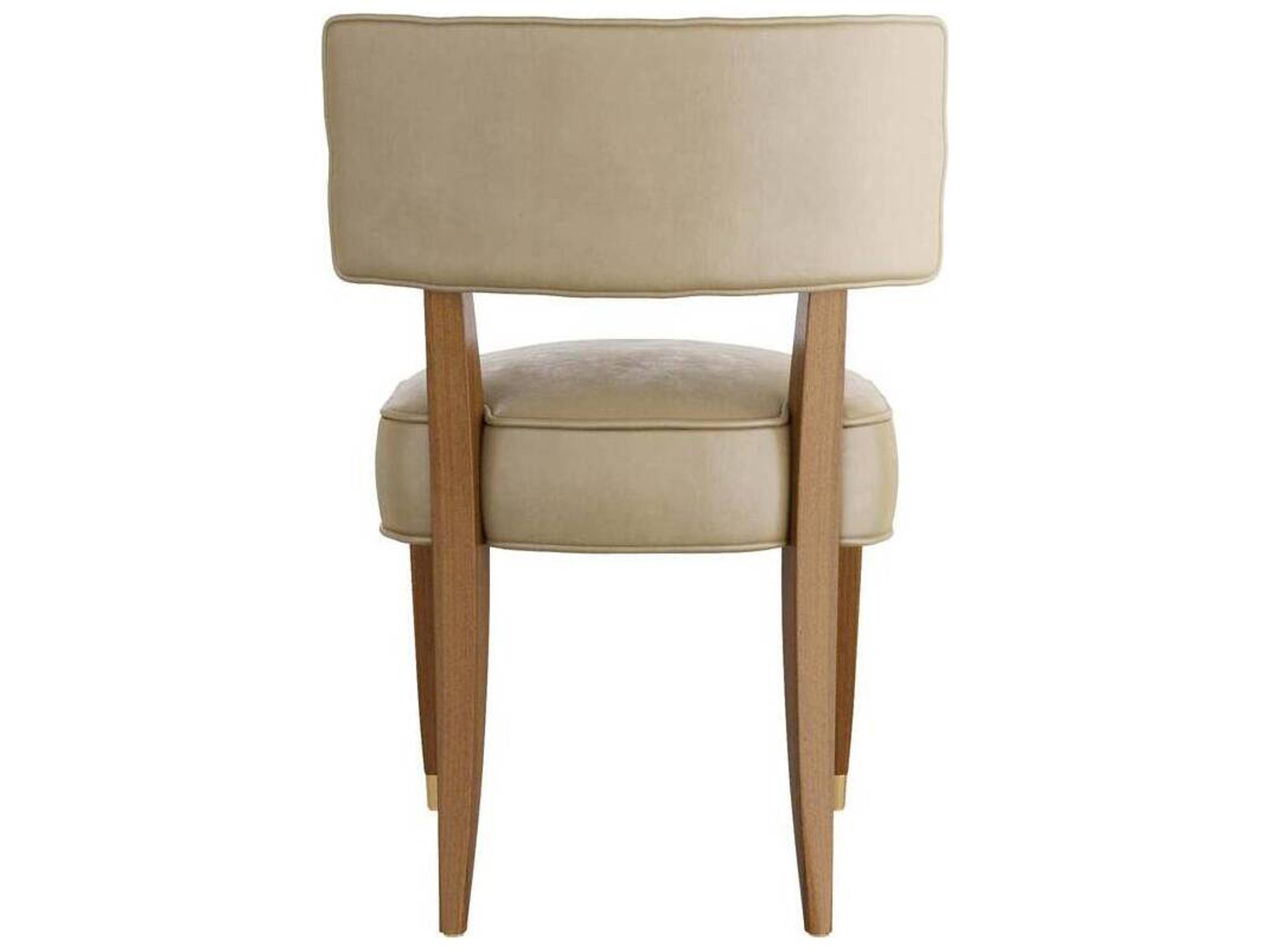 Arteriors Home Laurent Beech Wood Beige Leather Armless Dining Chair