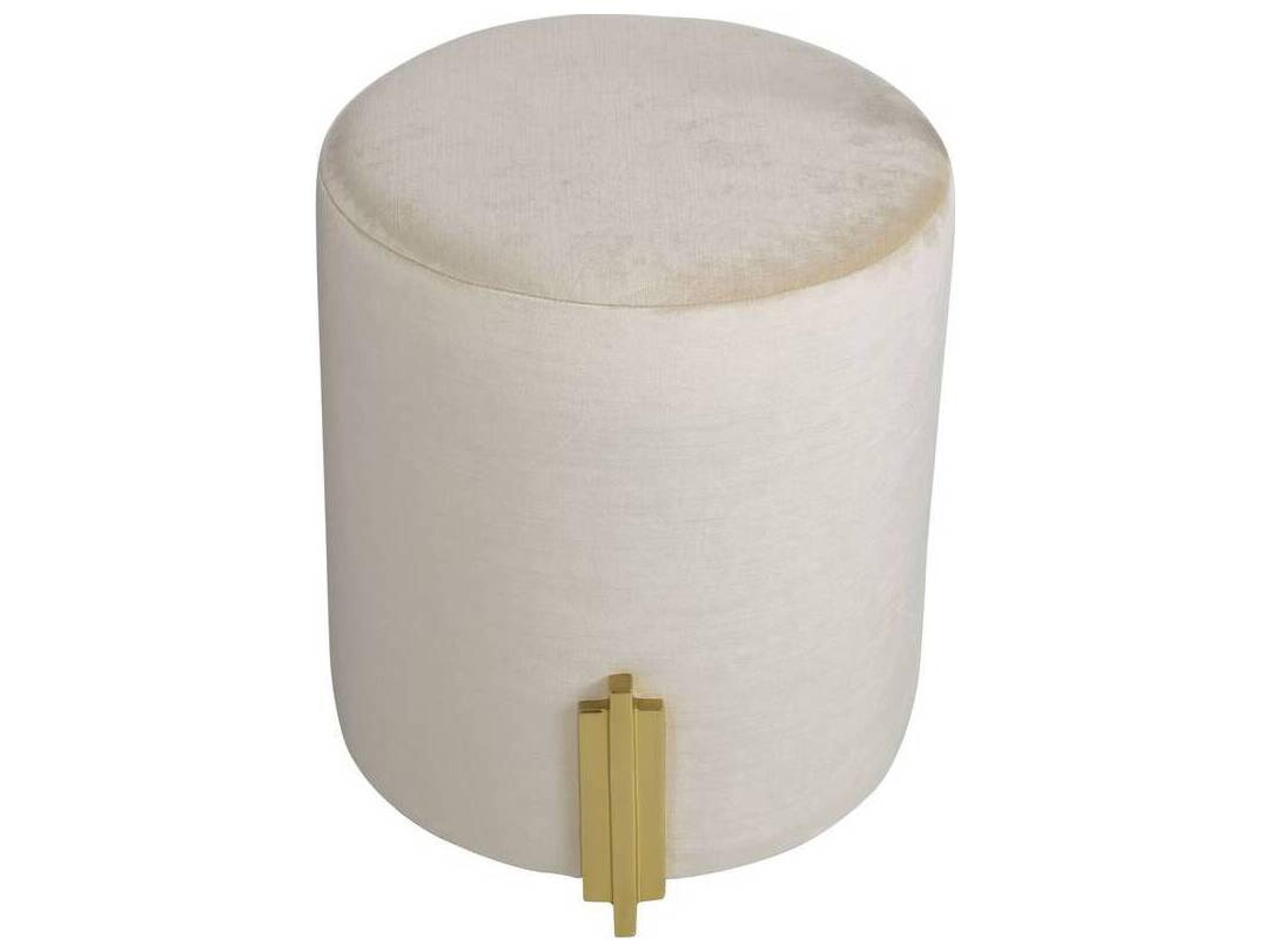Arteriors Home Warby Sterling Polished Brass Beige Upholstered Ottoman