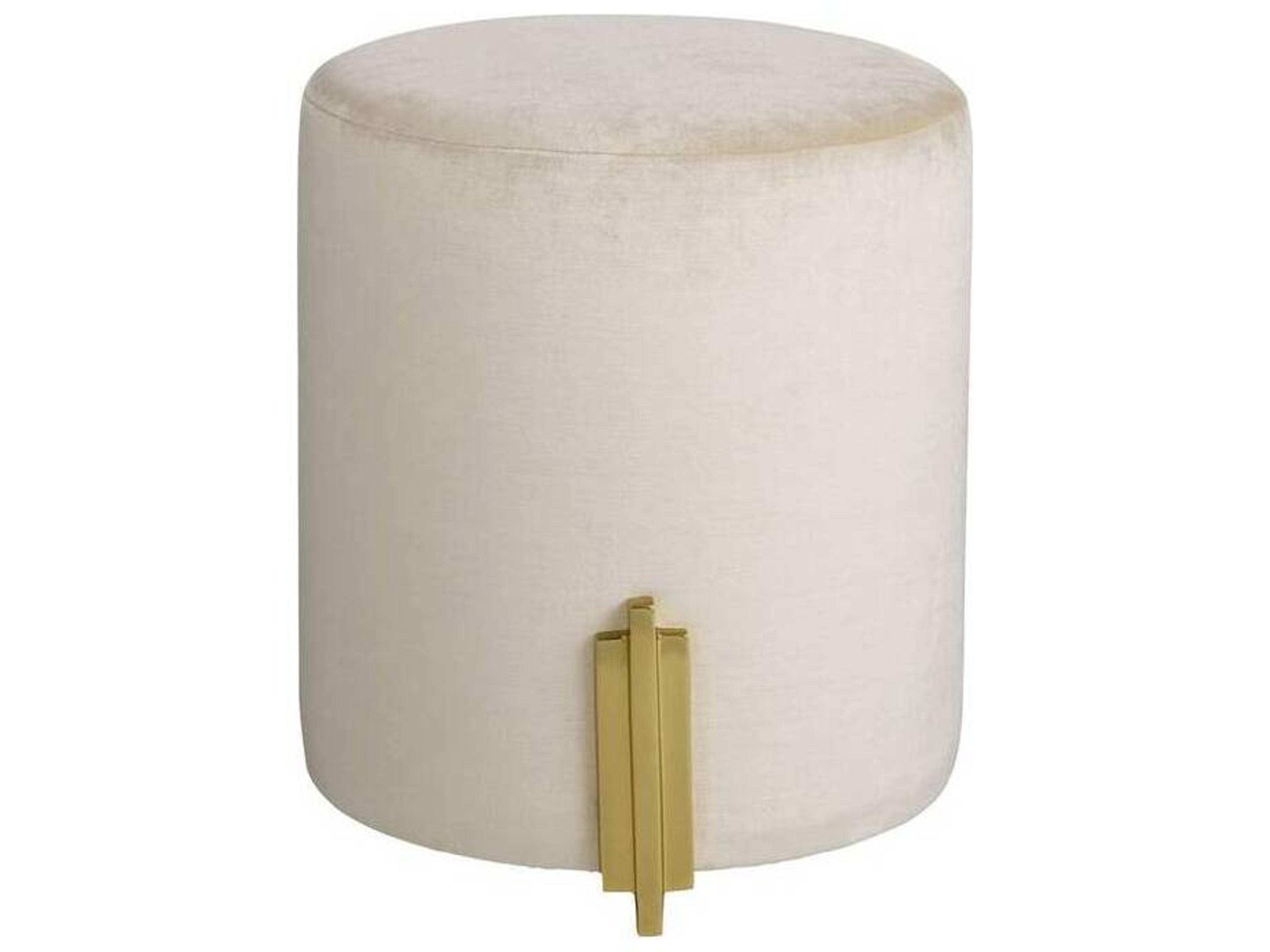 Arteriors Home Warby Sterling Polished Brass Beige Upholstered Ottoman
