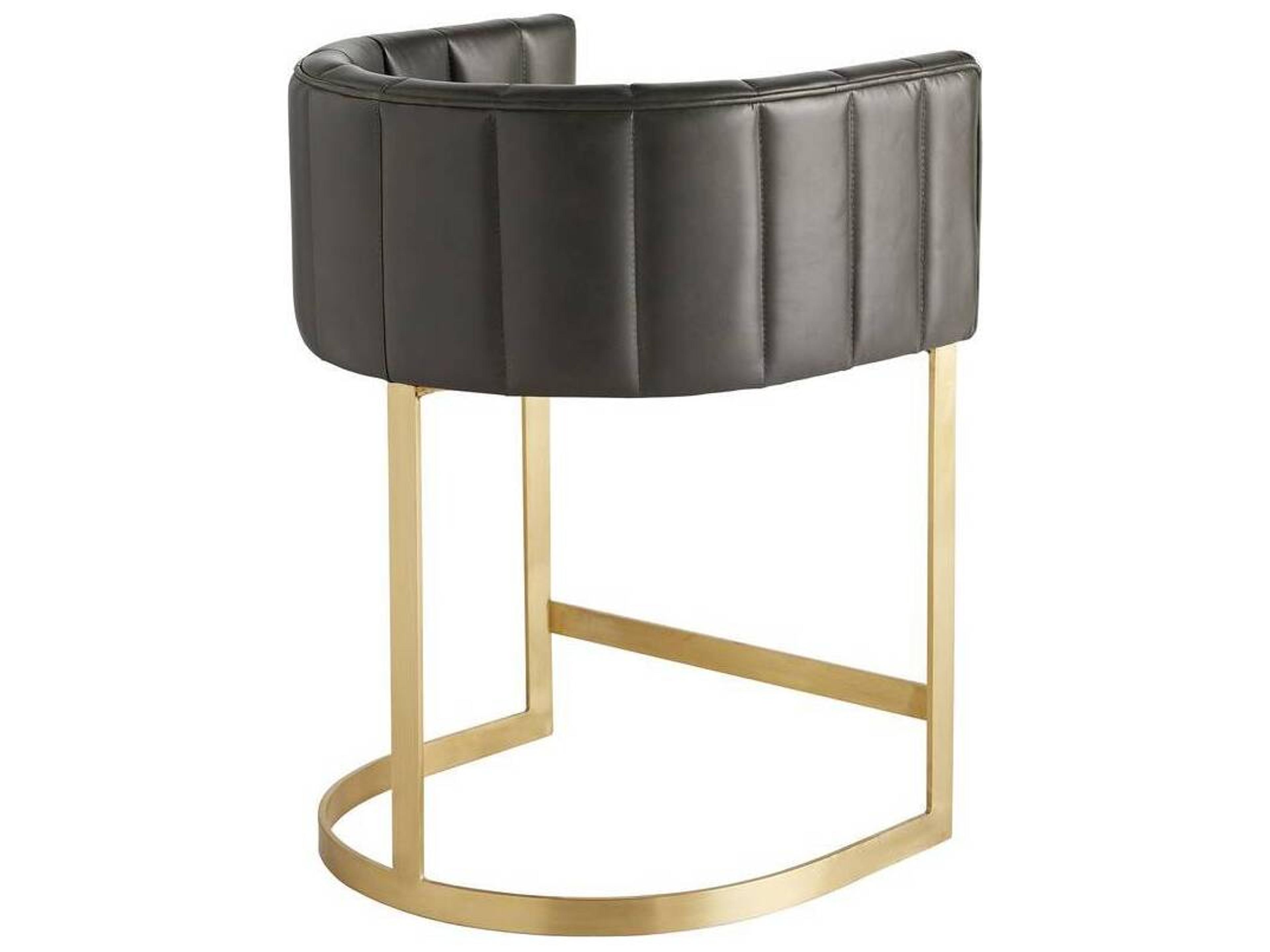 Arteriors Home Tatum Dim Gray Antique Brass Leather Counter Stool