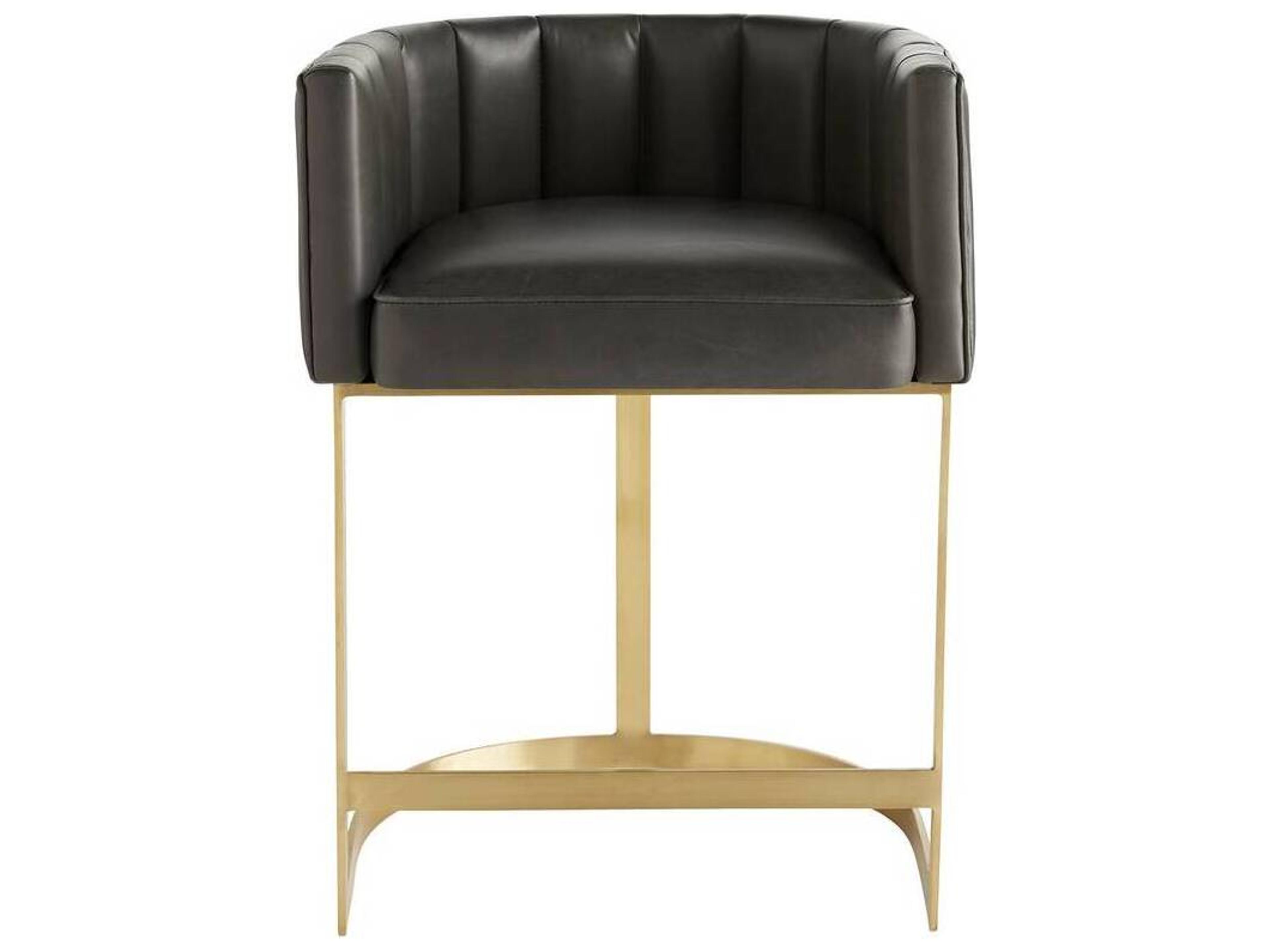 Arteriors Home Tatum Dim Gray Antique Brass Leather Counter Stool