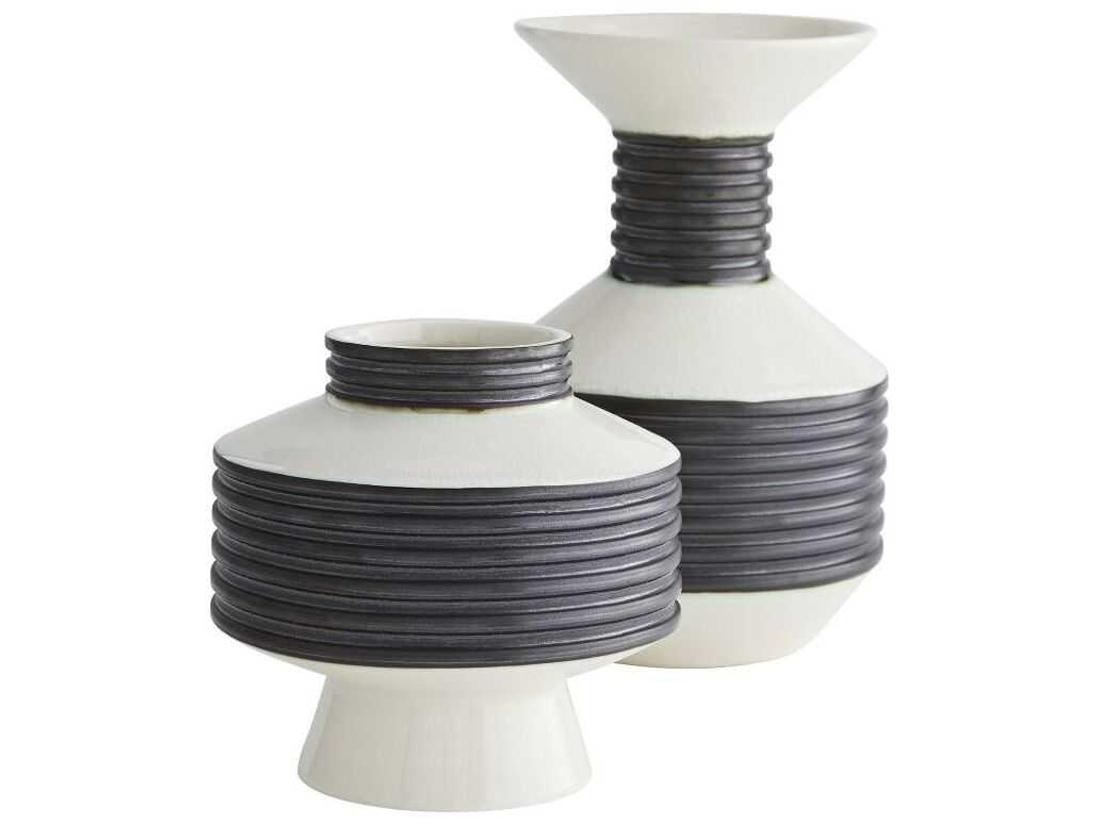 Alfredo Vases Set of 2 Ivory Crackle Porcelain