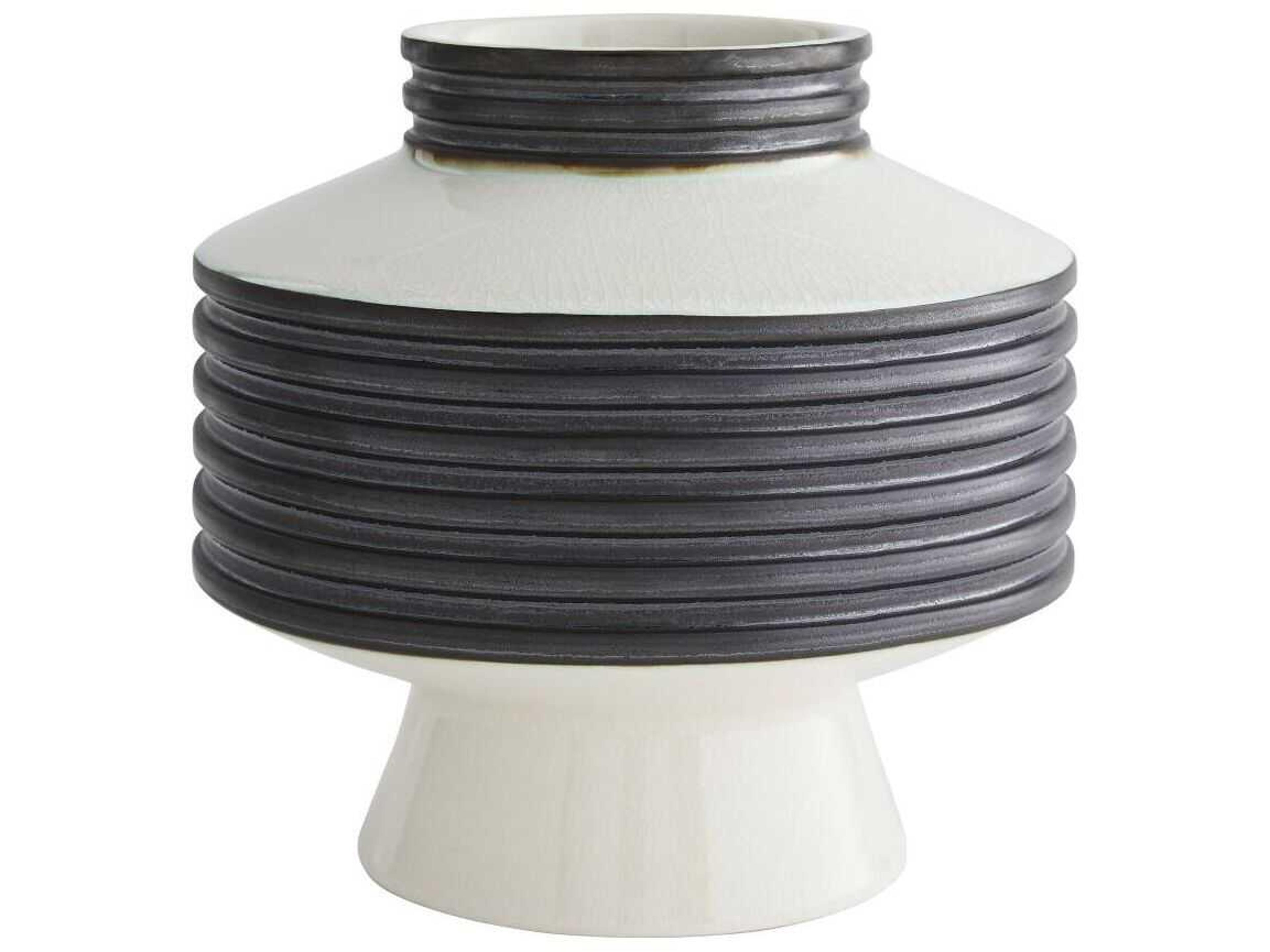 Arteriors Home Alfredo Gunmetal Ivory Crackle Vase Set of 2