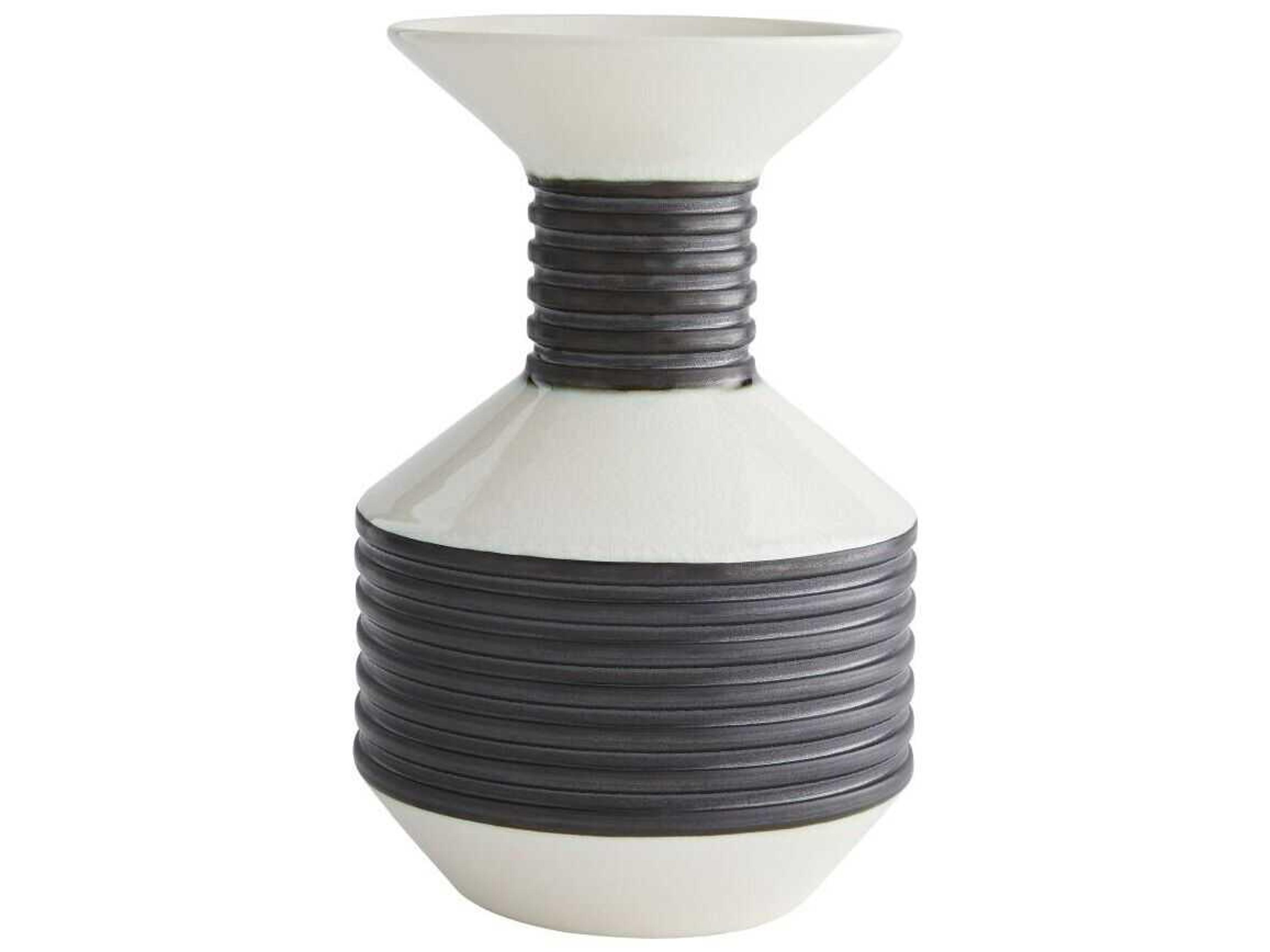 Arteriors Home Alfredo Gunmetal Ivory Crackle Vase Set of 2