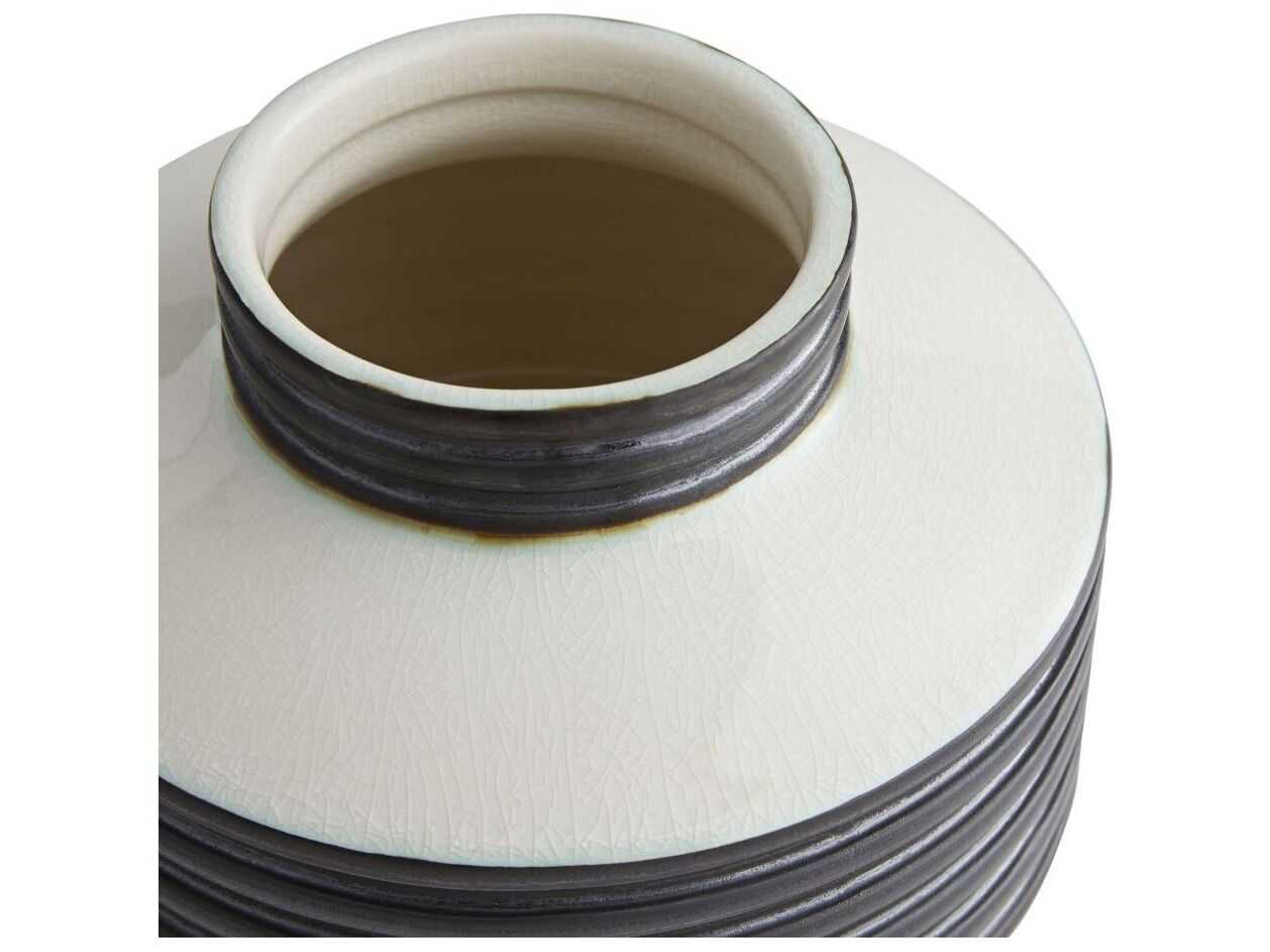 Arteriors Home Alfredo Gunmetal Ivory Crackle Vase Set of 2