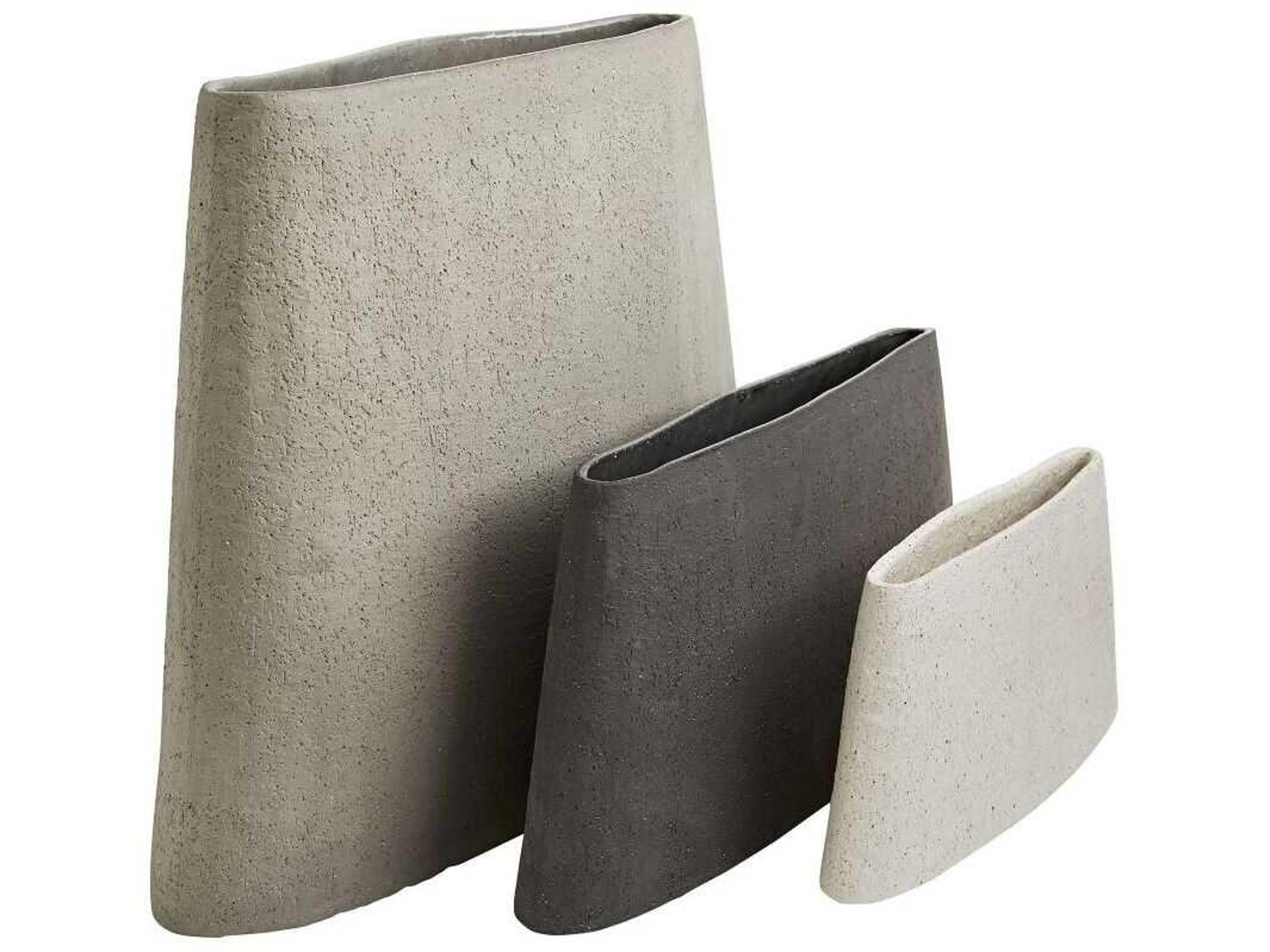 Arteriors Home Hasta Gray Ceramic Vase Set of 3