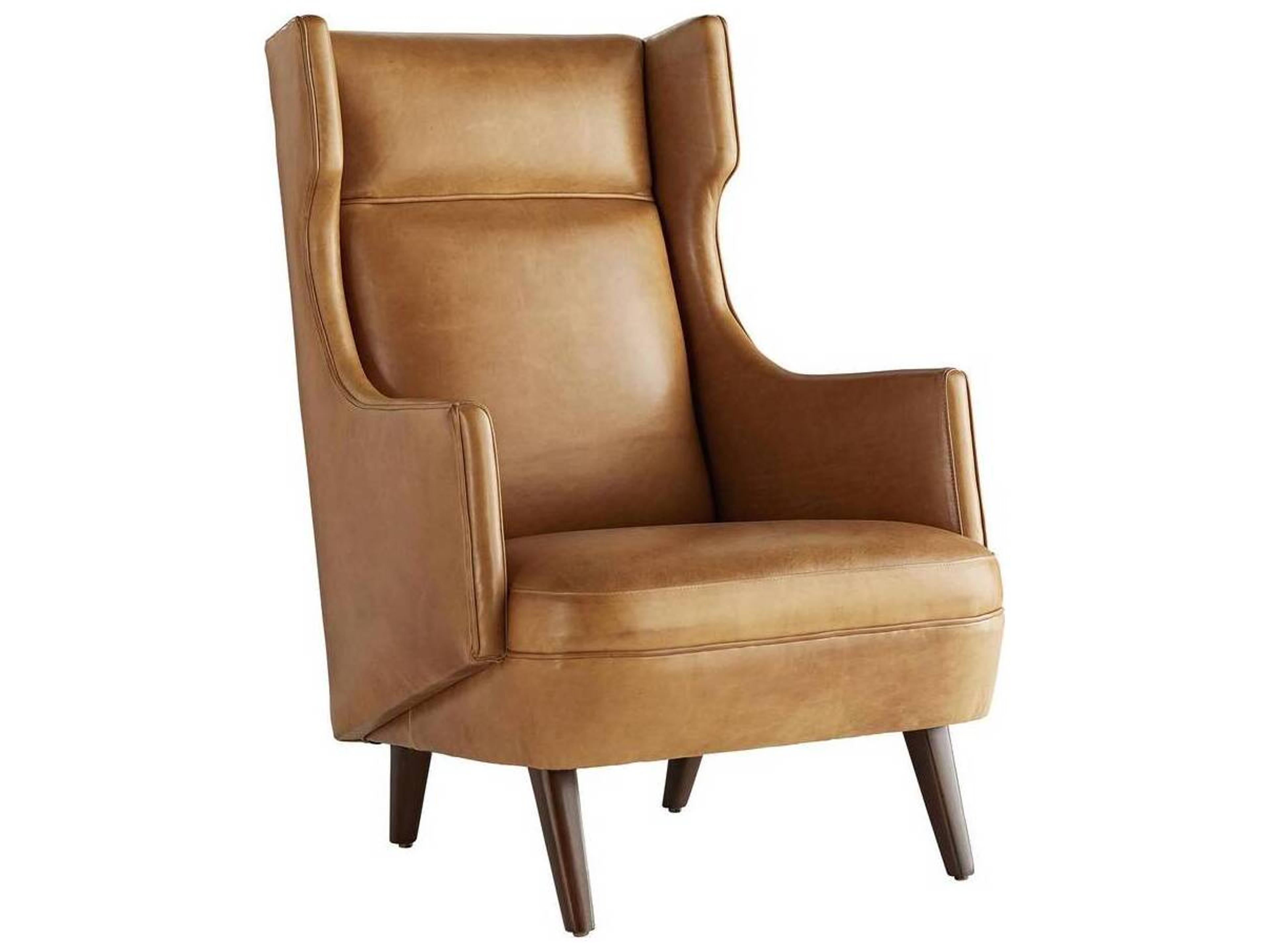 Wing Chair Budelli Cognac Leather Dark Walnut