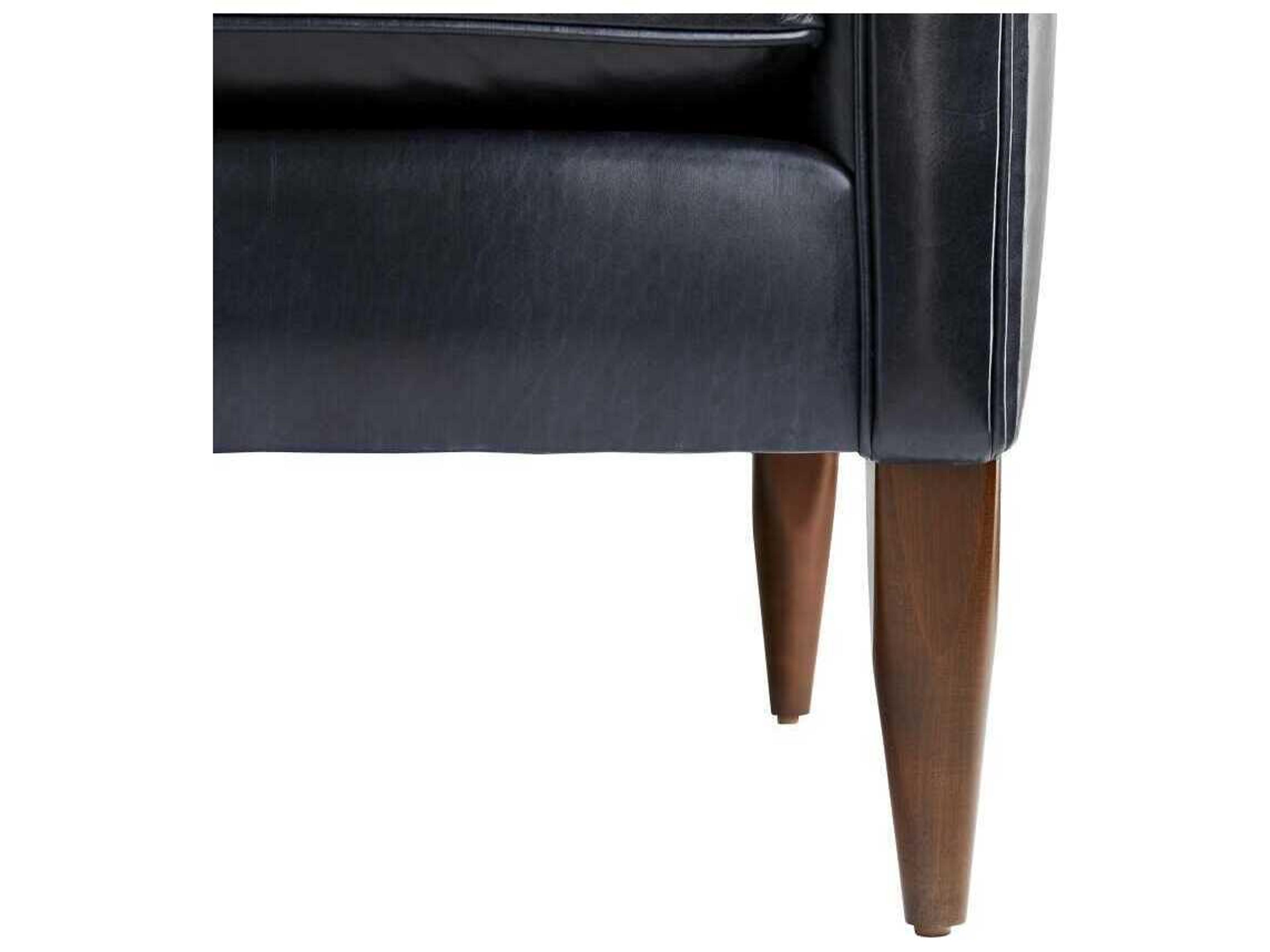 Arteriors Home Ink Dark Walnut Blue Leather Sofa