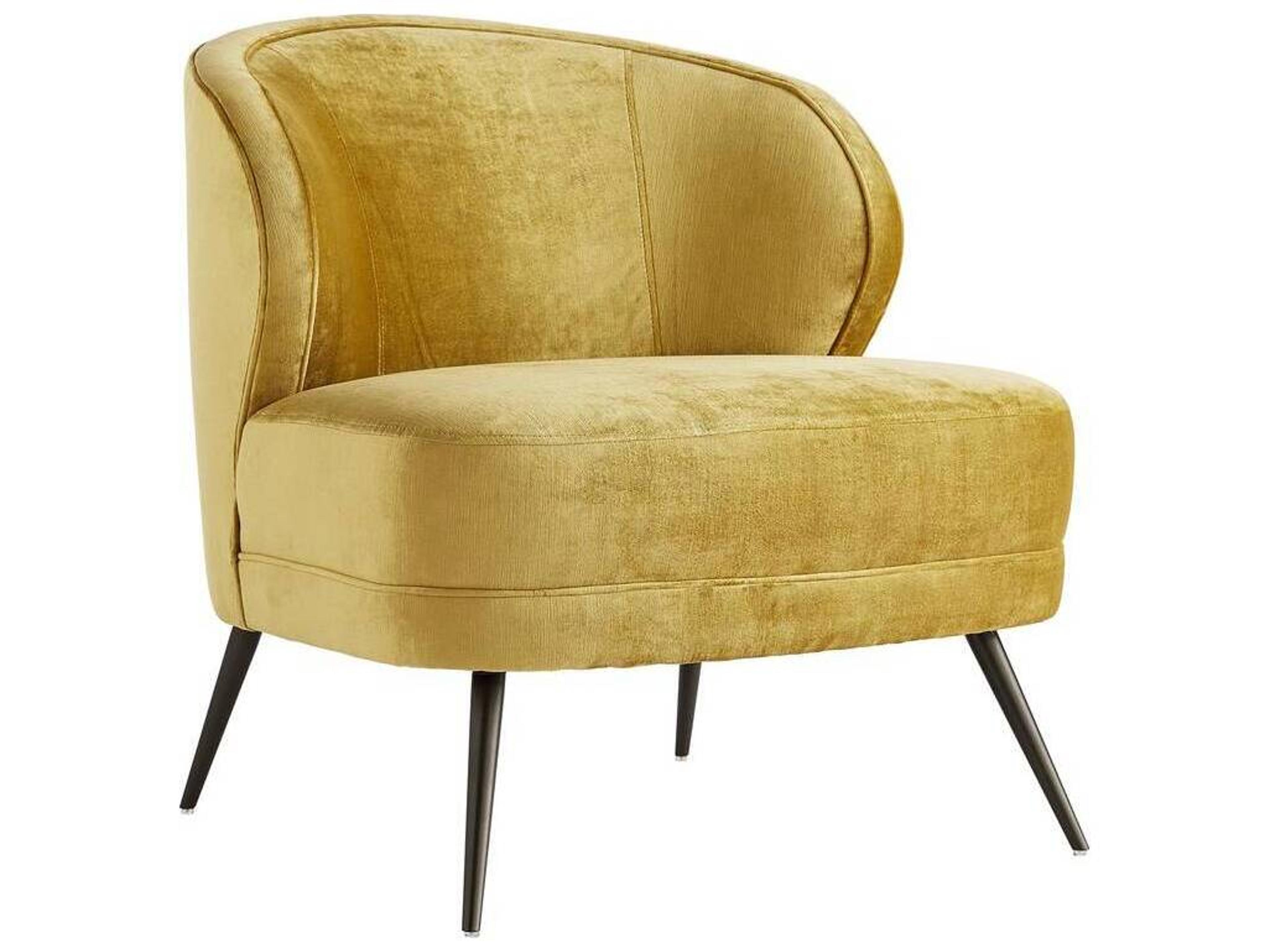 Kitts Marigold Velvet Accent Chair with Bronze Metal Legs