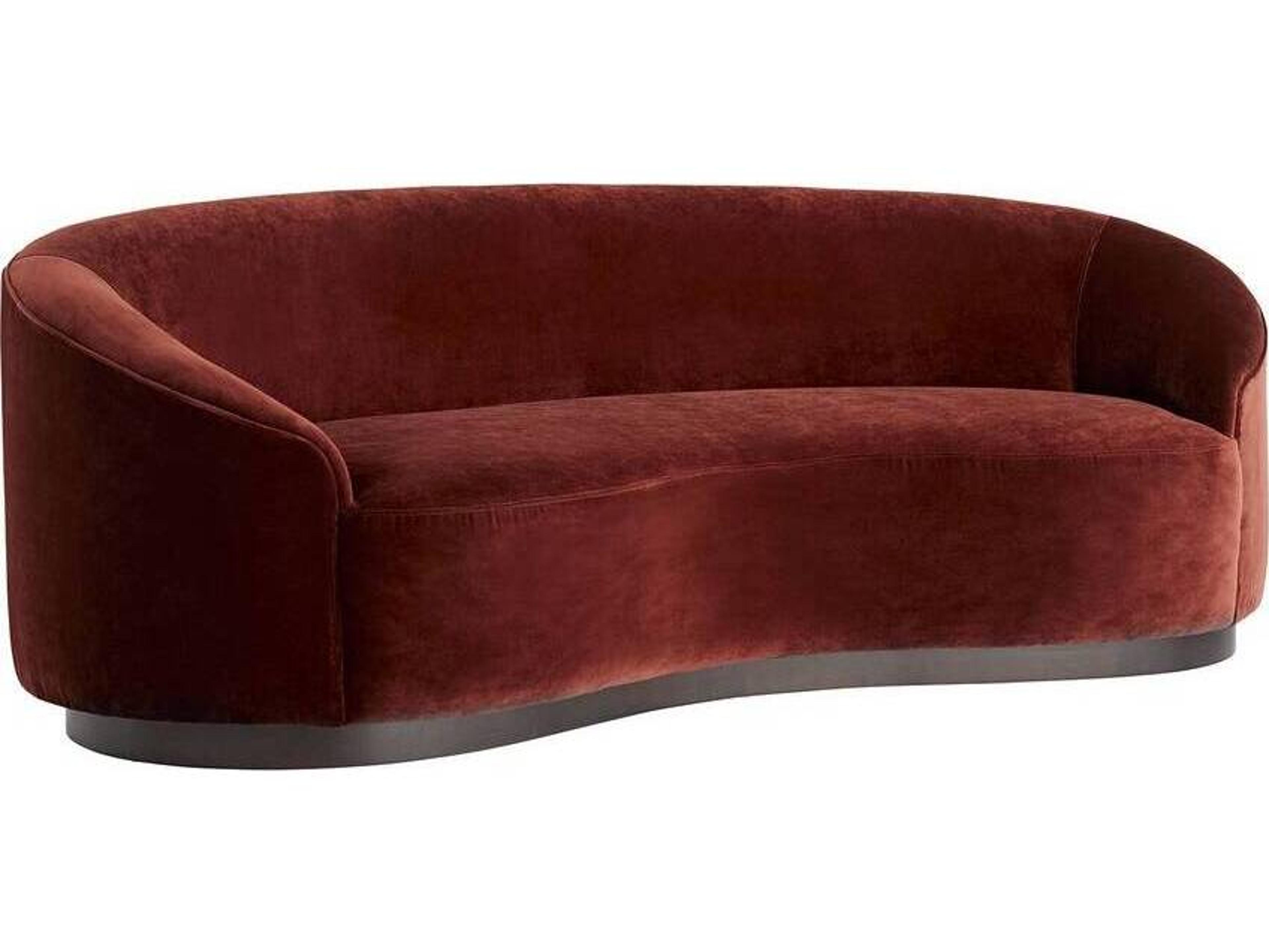 Arteriors Home Turner Paprika Velvet Red Upholstered Sofa