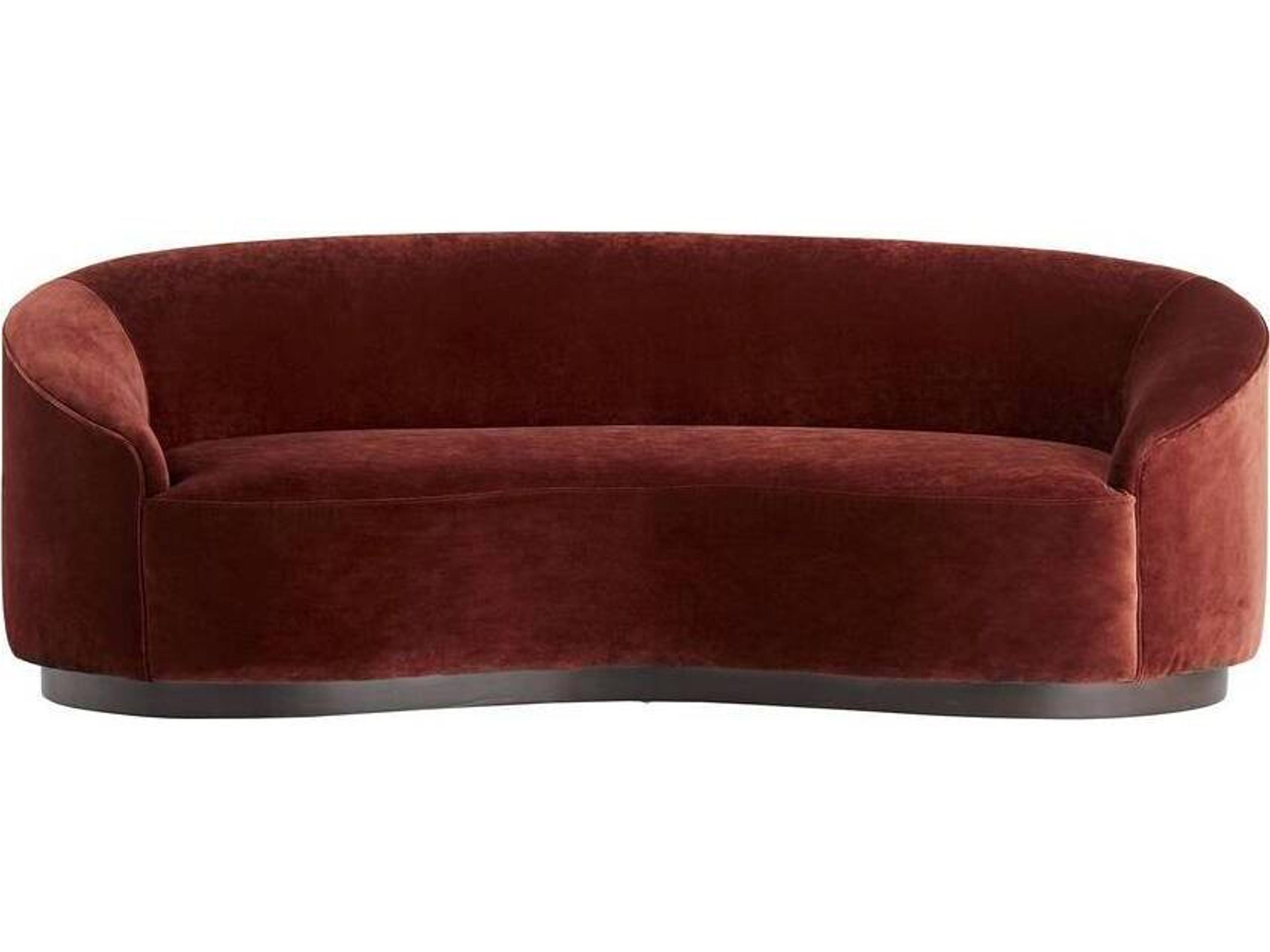 Arteriors Home Turner Paprika Velvet Red Upholstered Sofa