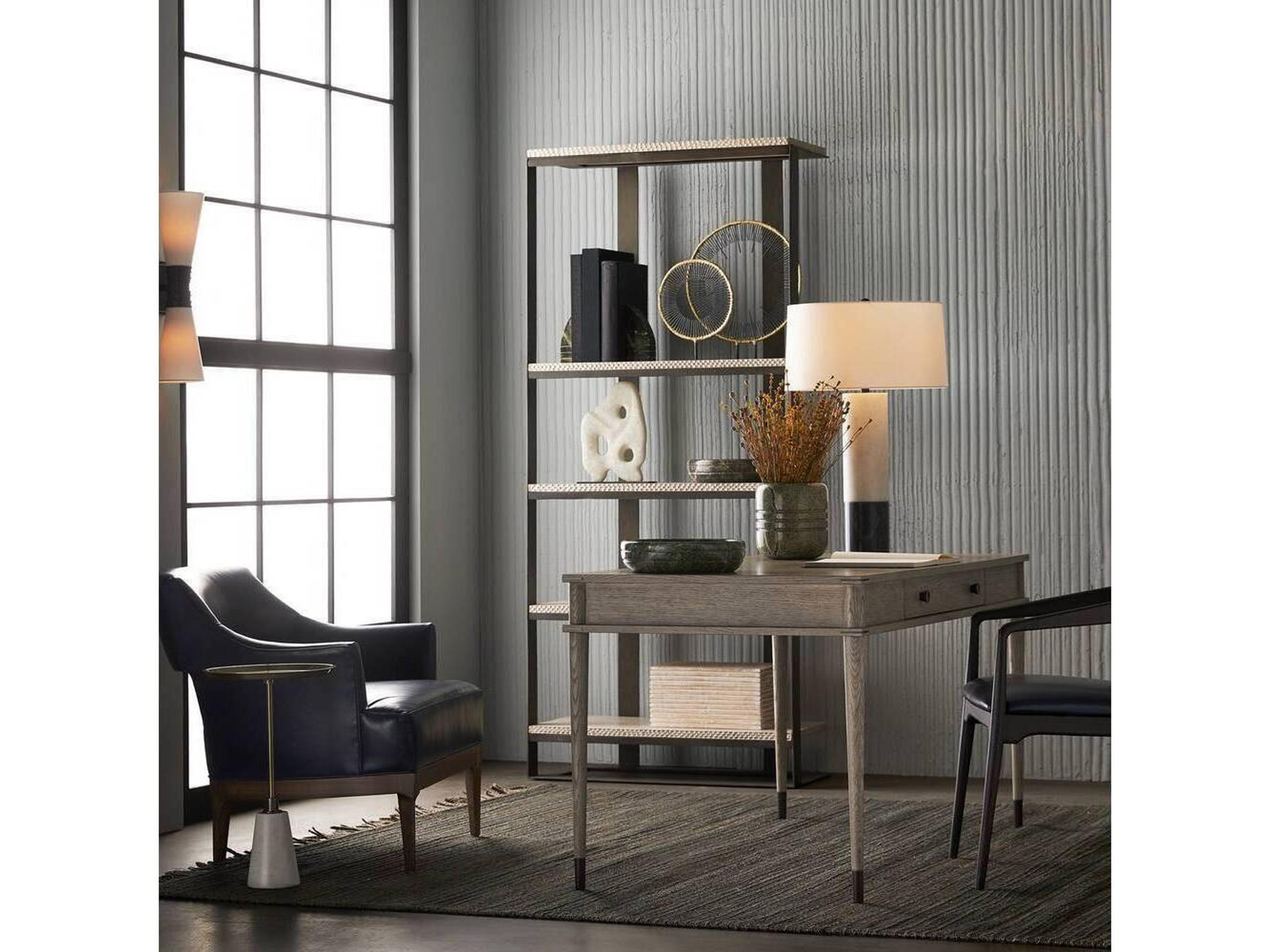 Arteriors Home Laurette Blue Leather Accent Chair