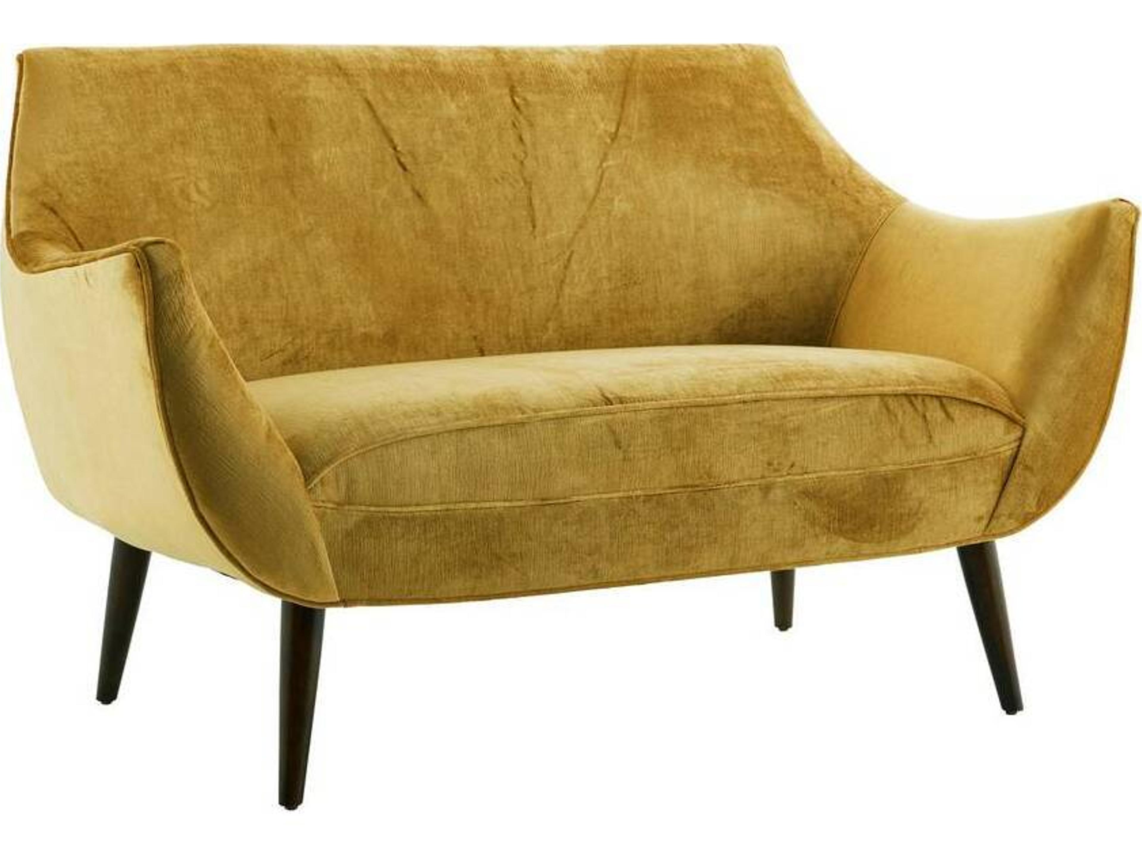 Arteriors Home Leandro Marigold Yellow Velvet Upholstered Loveseat