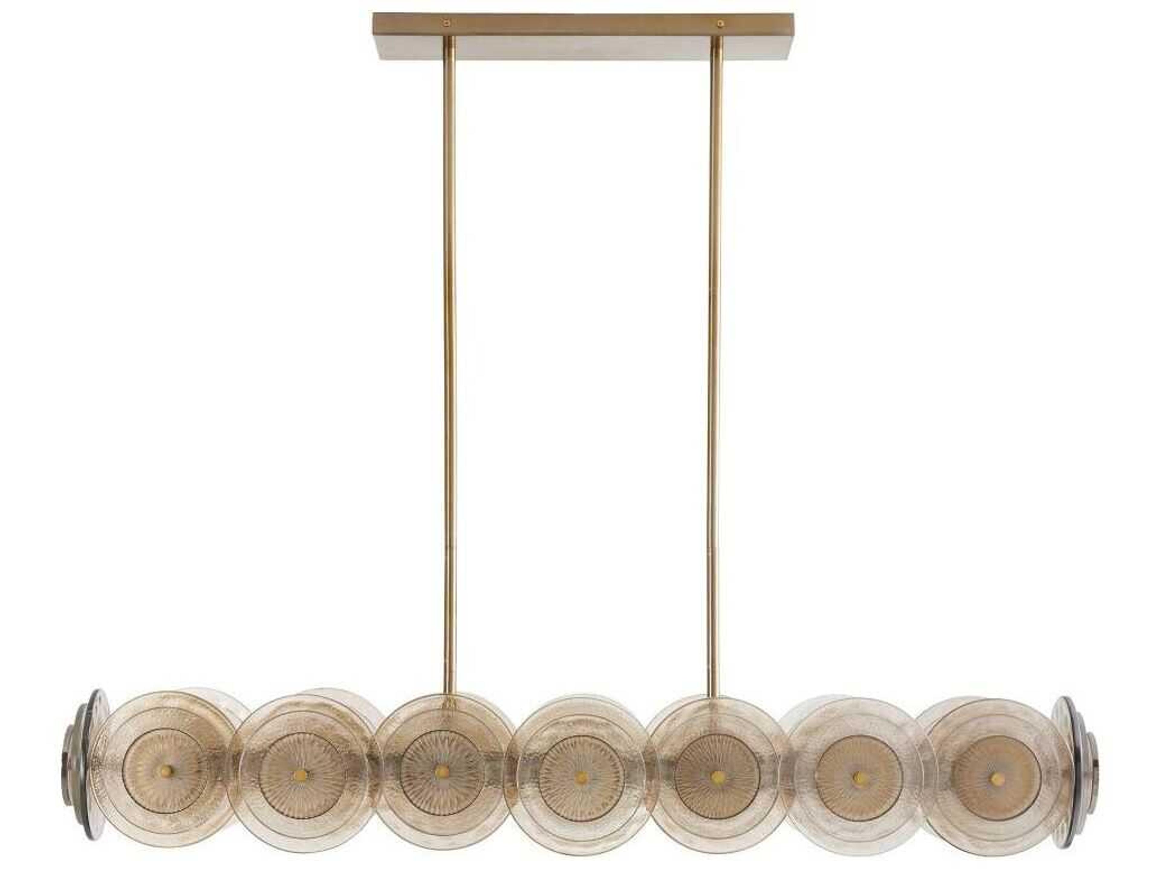 Kinlee Linear Chandelier Antique Brass Art Deco Glass