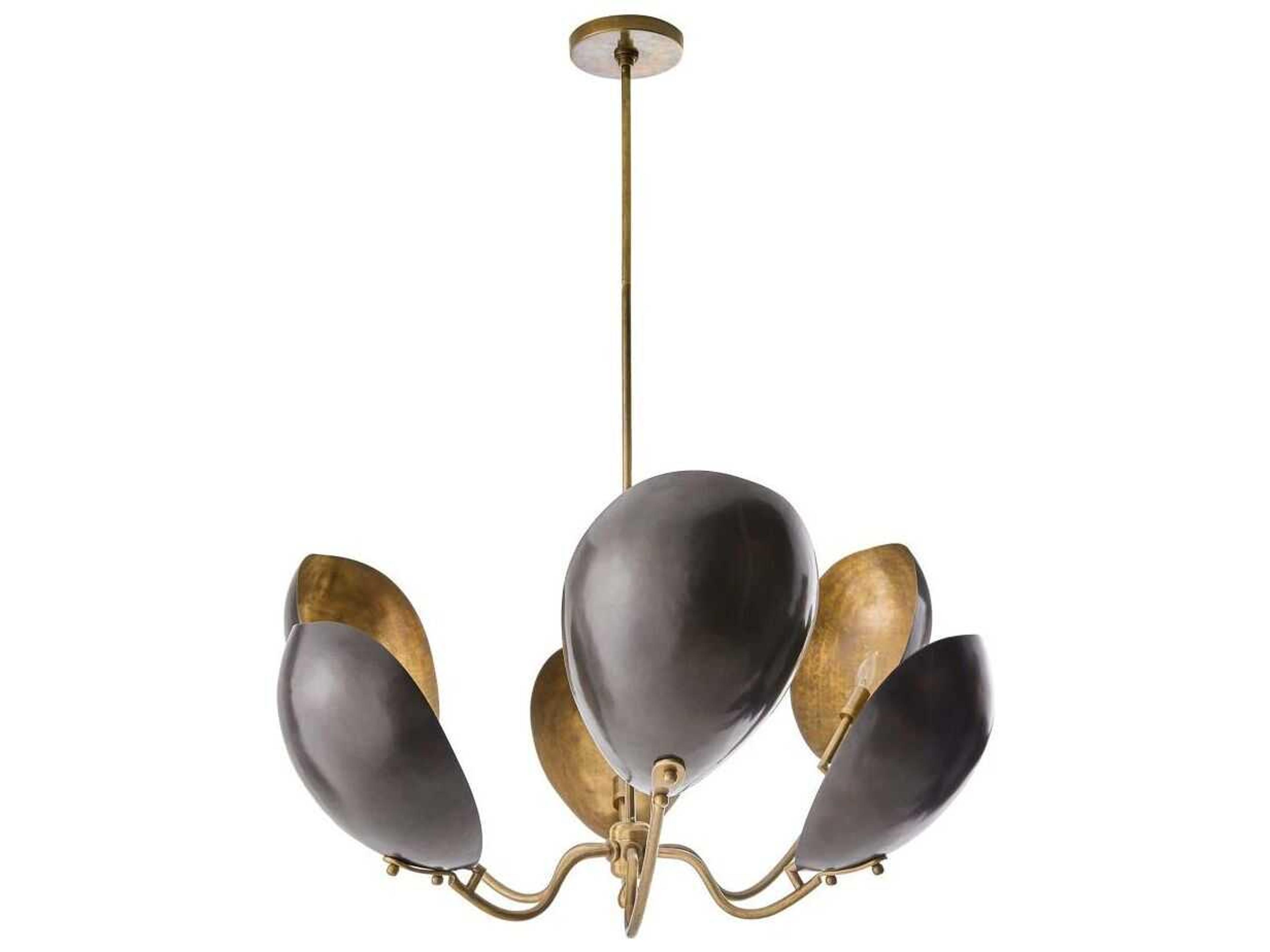 6-Light Savo Chandelier in Bronze and Antique Brass