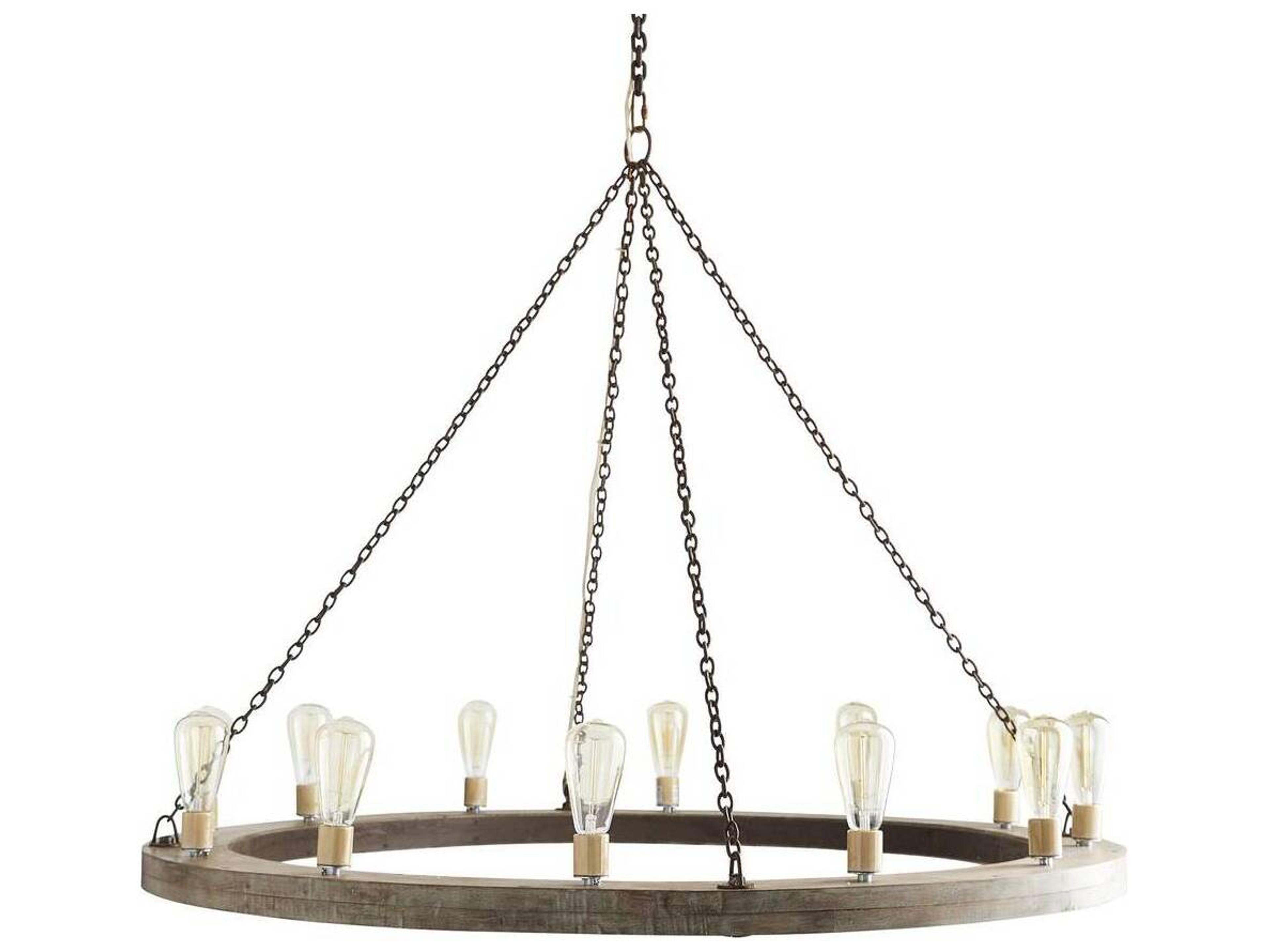 Geoffrey Medium Chandelier Rustic Wood Ring