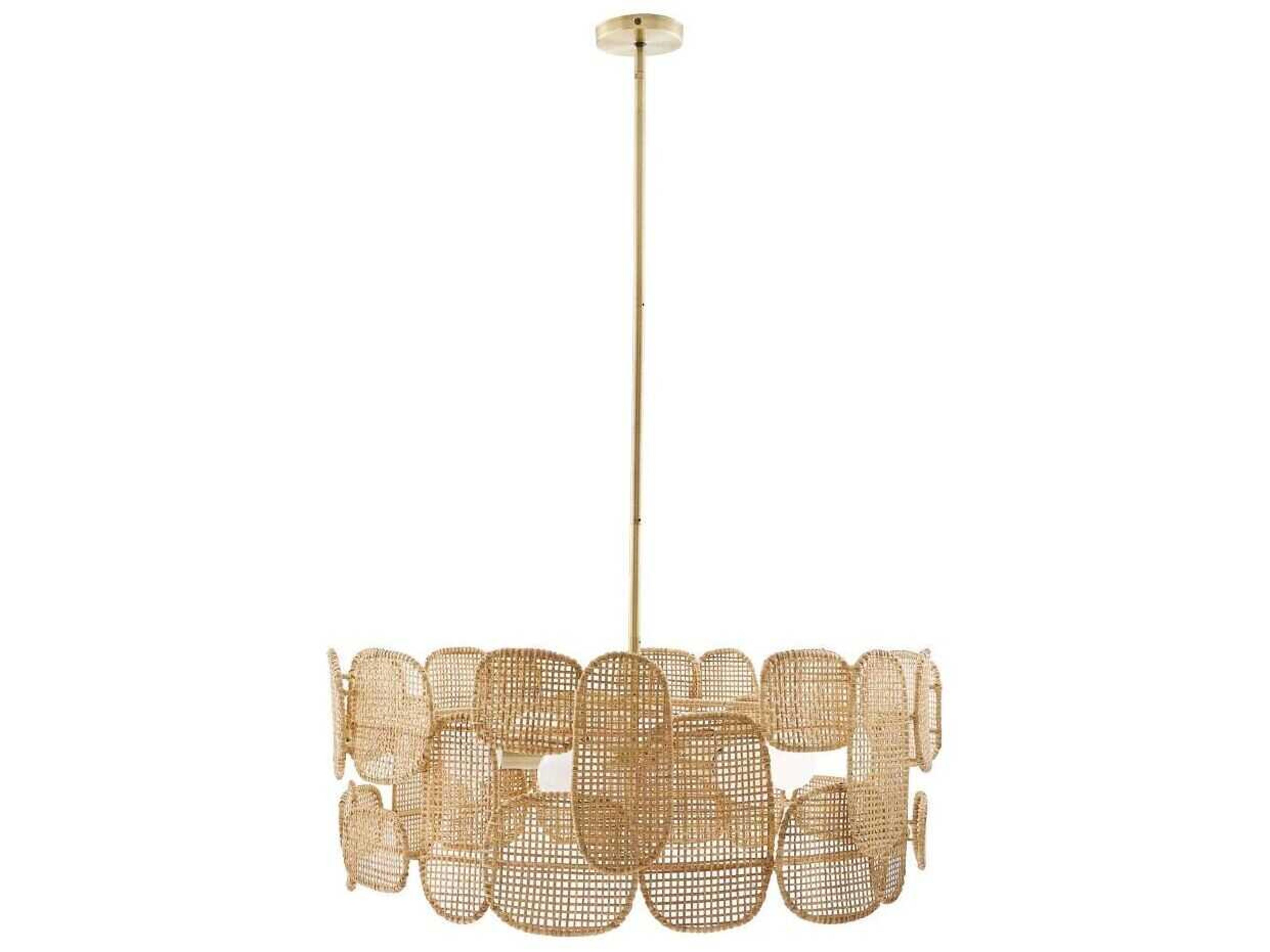 Ronaldo Chandelier Natural Rattan Drum Pendant