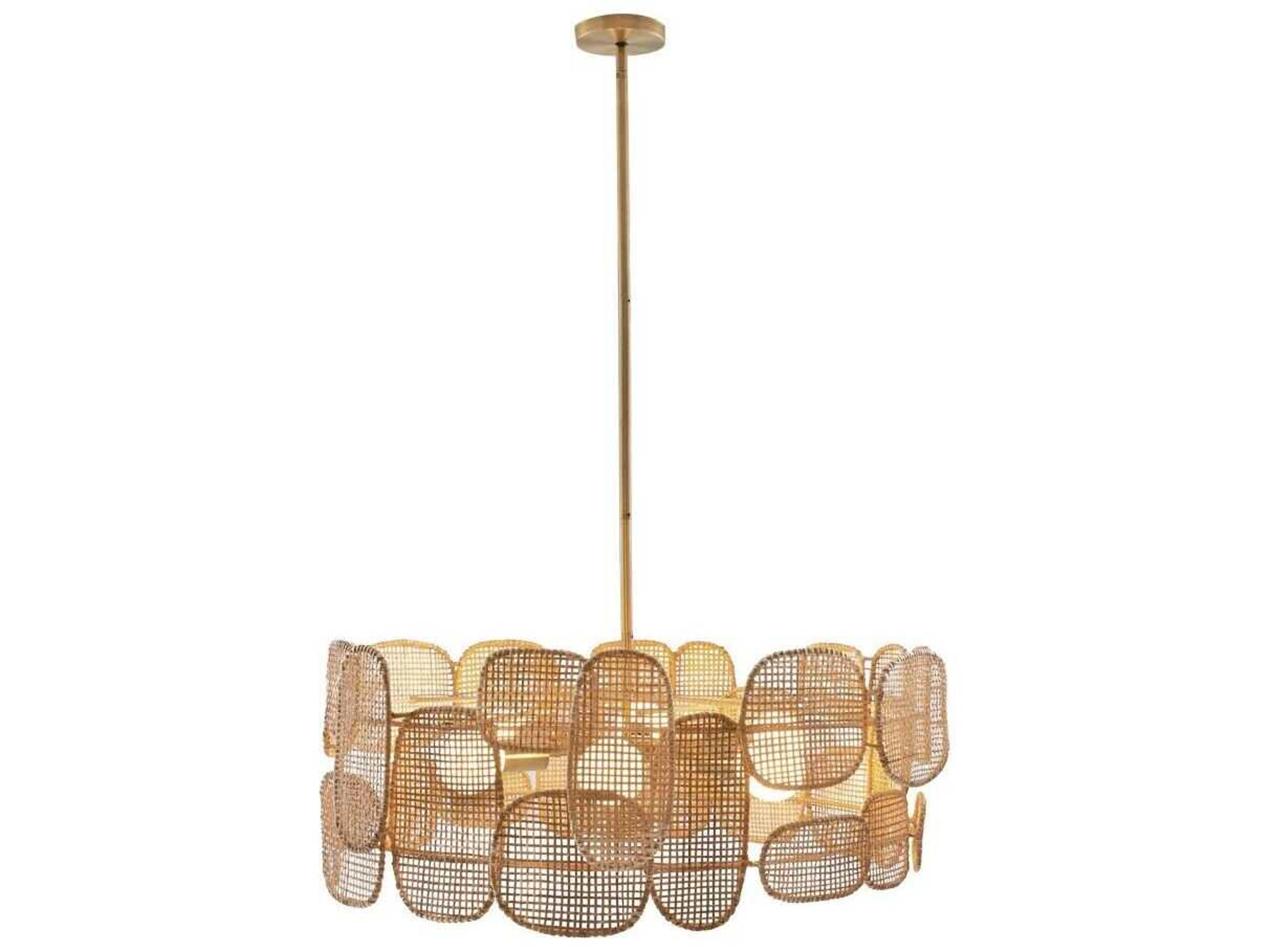 Arteriors Home Ronaldo 6-Light Natural Rattan Wood Drum Pendant
