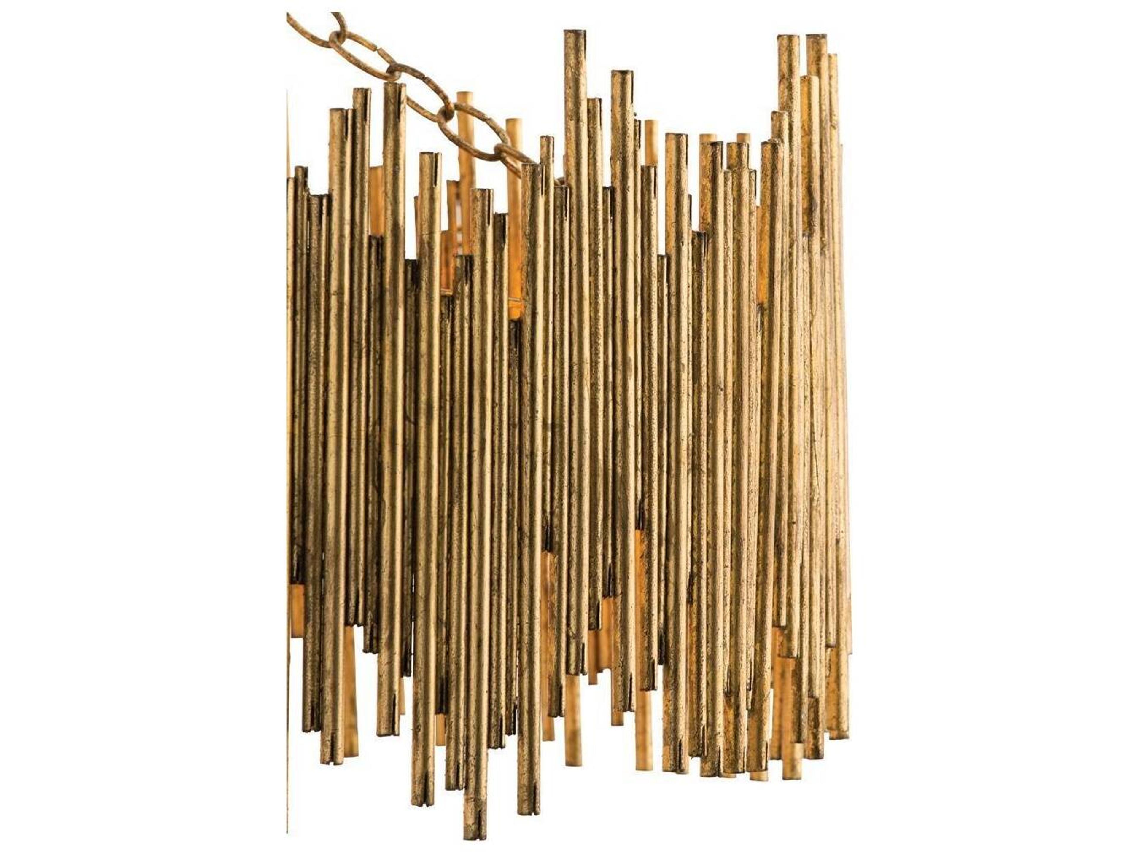 Arteriors Home Prescott 3-Light Gold Leaf Drum Linear Pendant