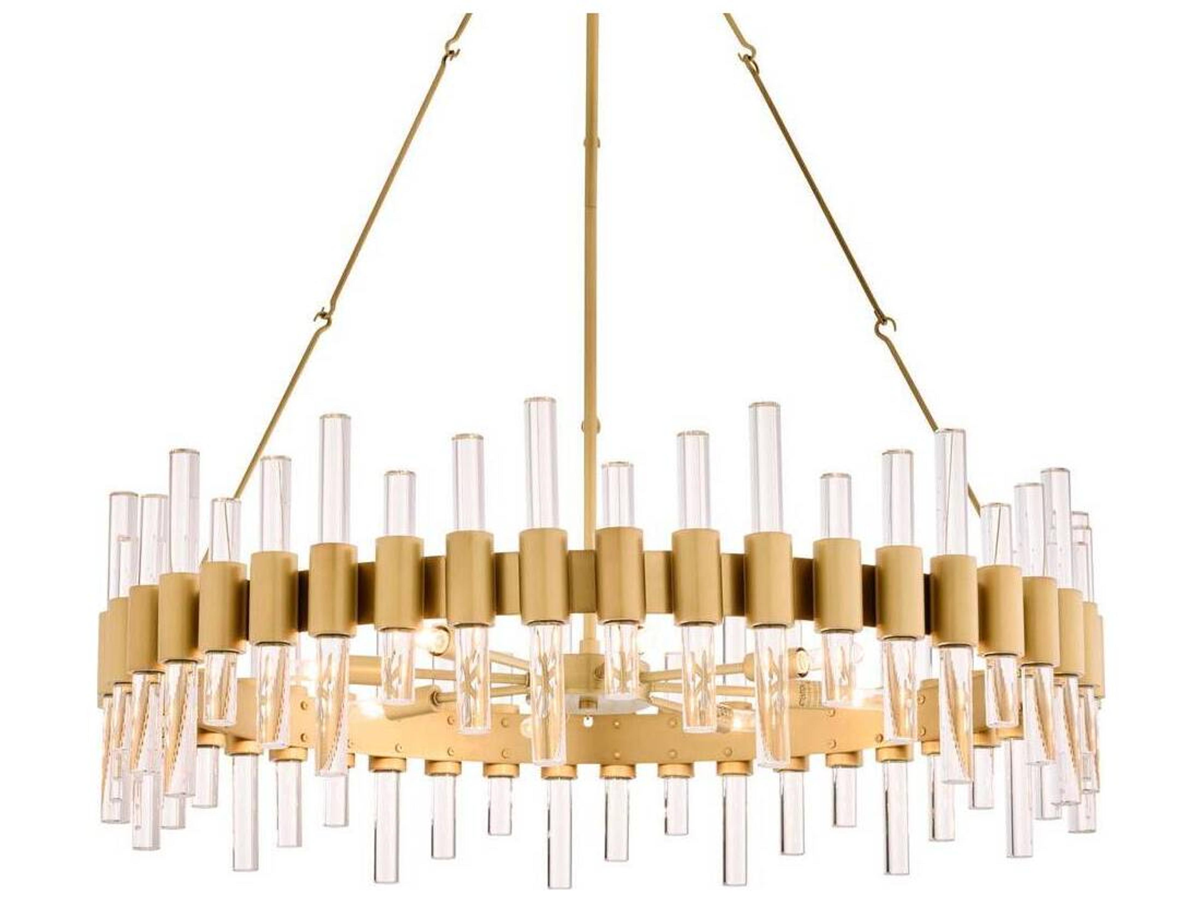 Arteriors Home Haskell 8-Light Antique Brass Drum Linear Chandelier