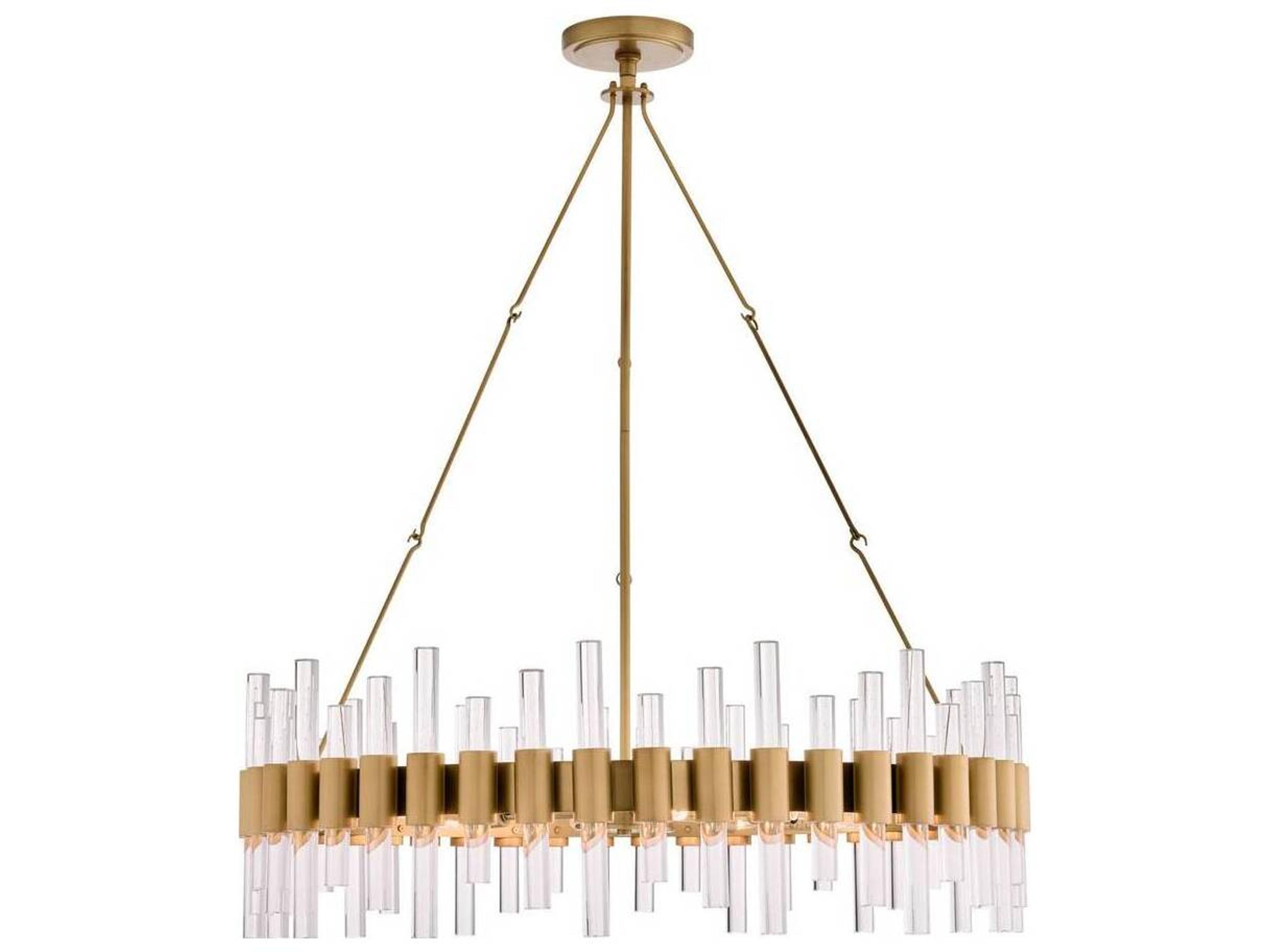Haskell 8 Light Chandelier Antique Brass Clear Acrylic