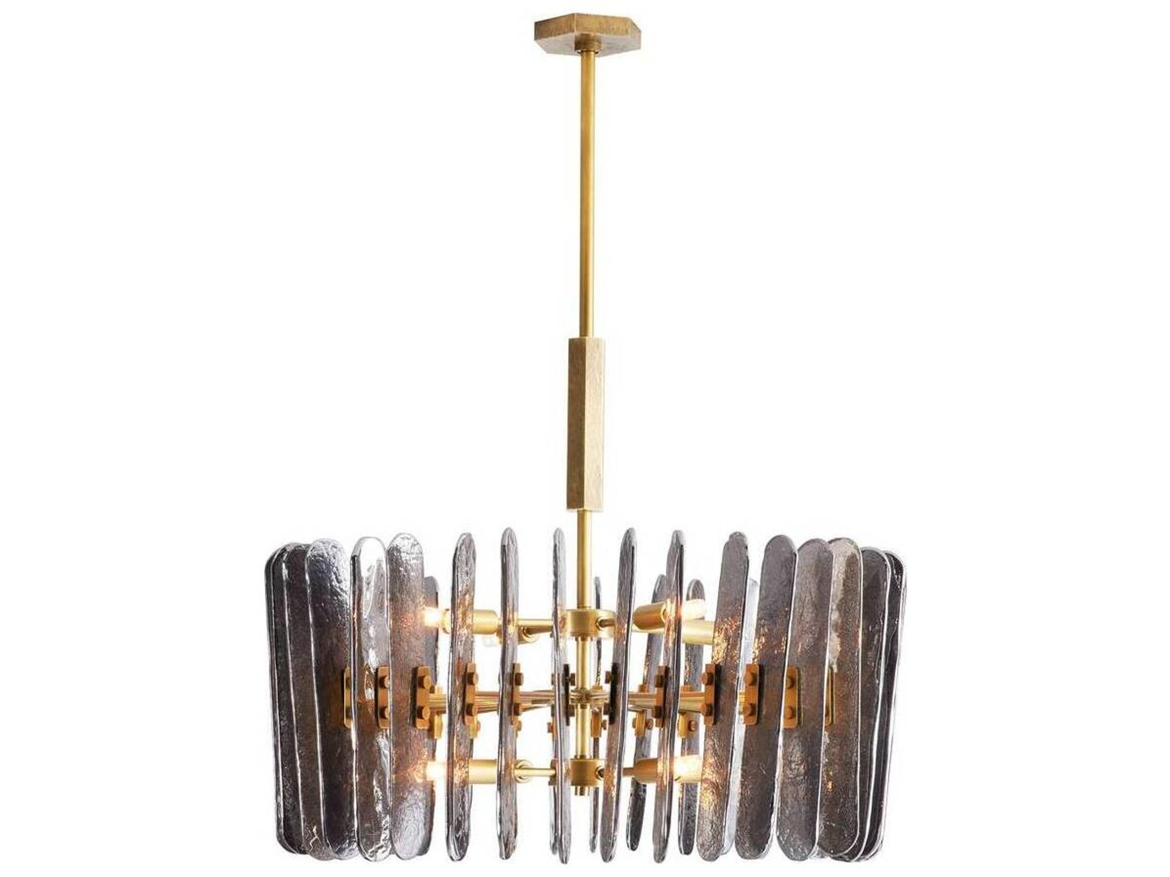 Arteriors Home Klaus 8-Light Antique Brass Gray Drum Pendant