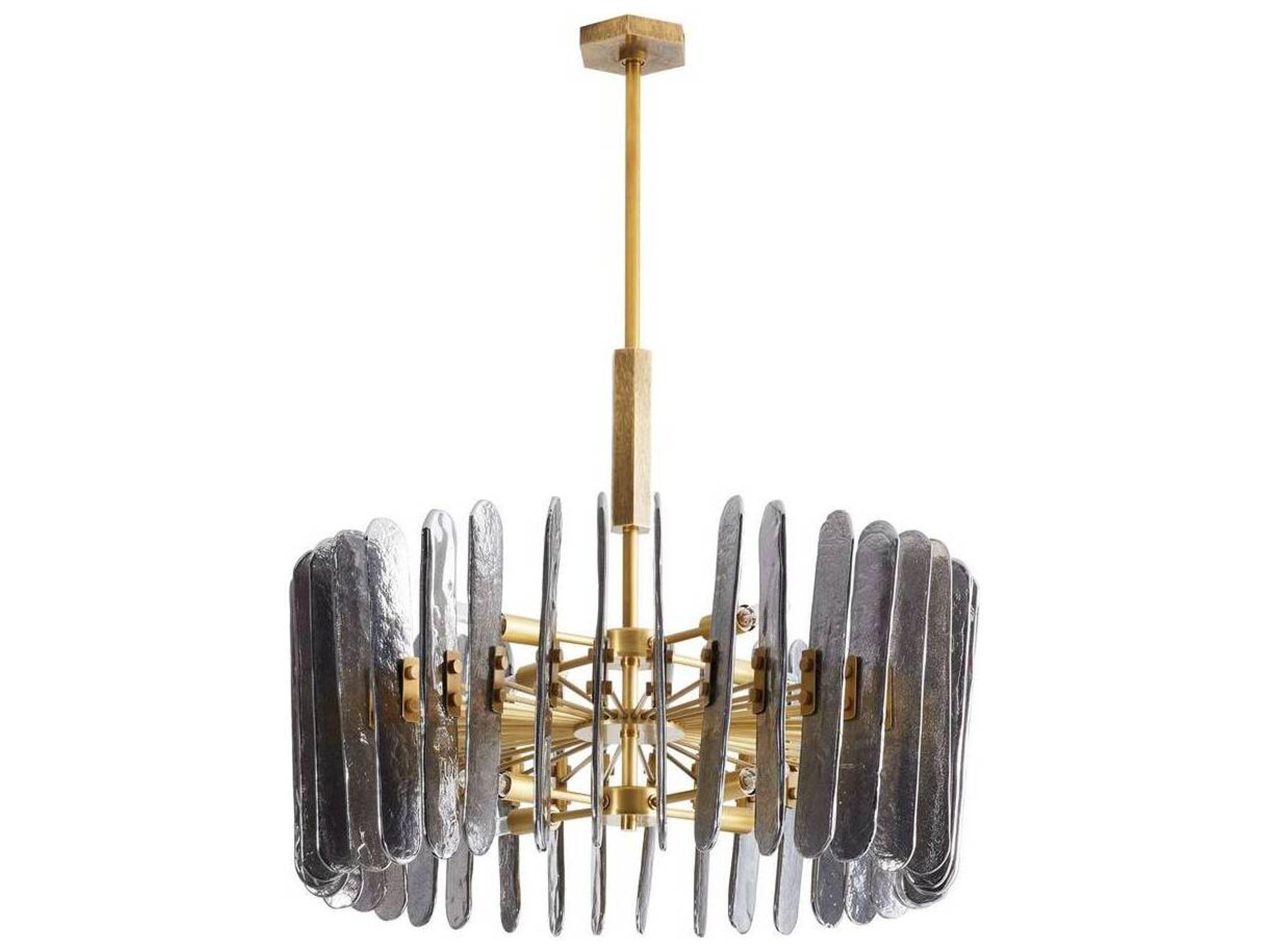 Arteriors Home Klaus 8-Light Antique Brass Gray Drum Pendant