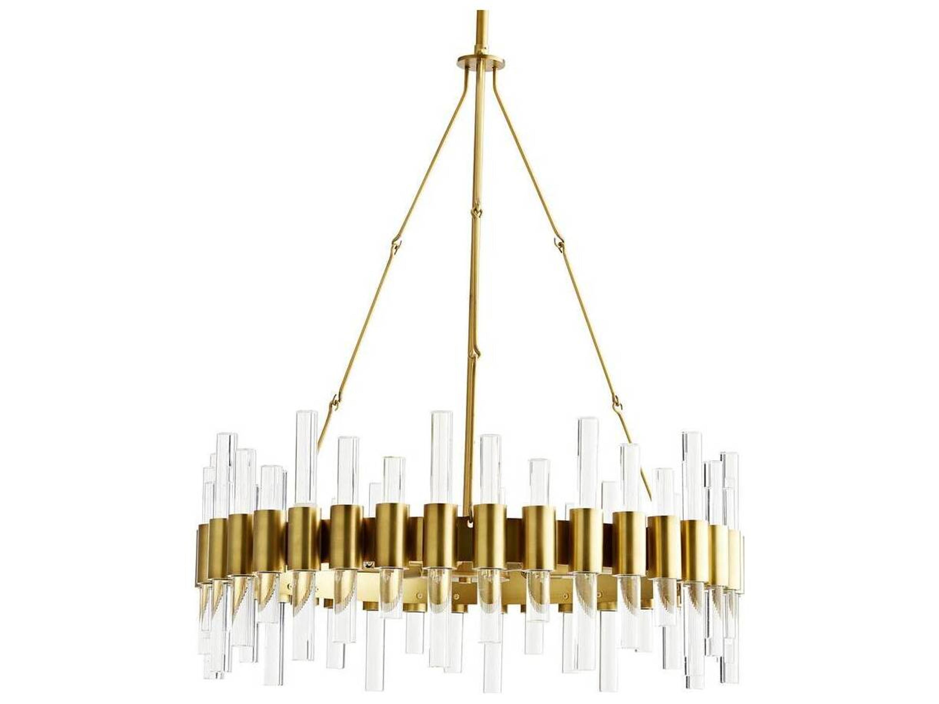 Arteriors Haskell Small Chandelier in Antique Brass and Clear Acrylic