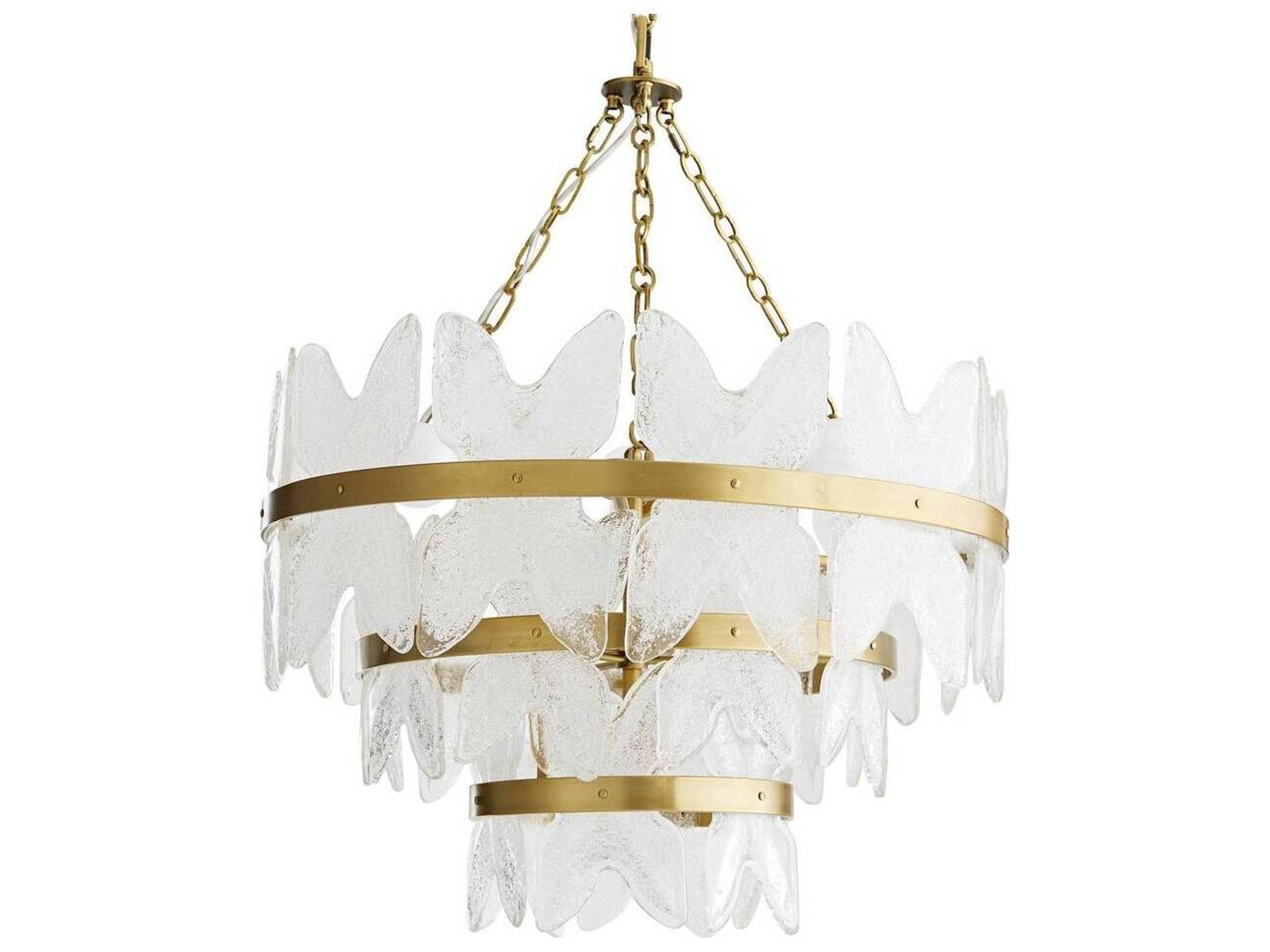 Millie Chandelier Antique Brass Tiered Glass