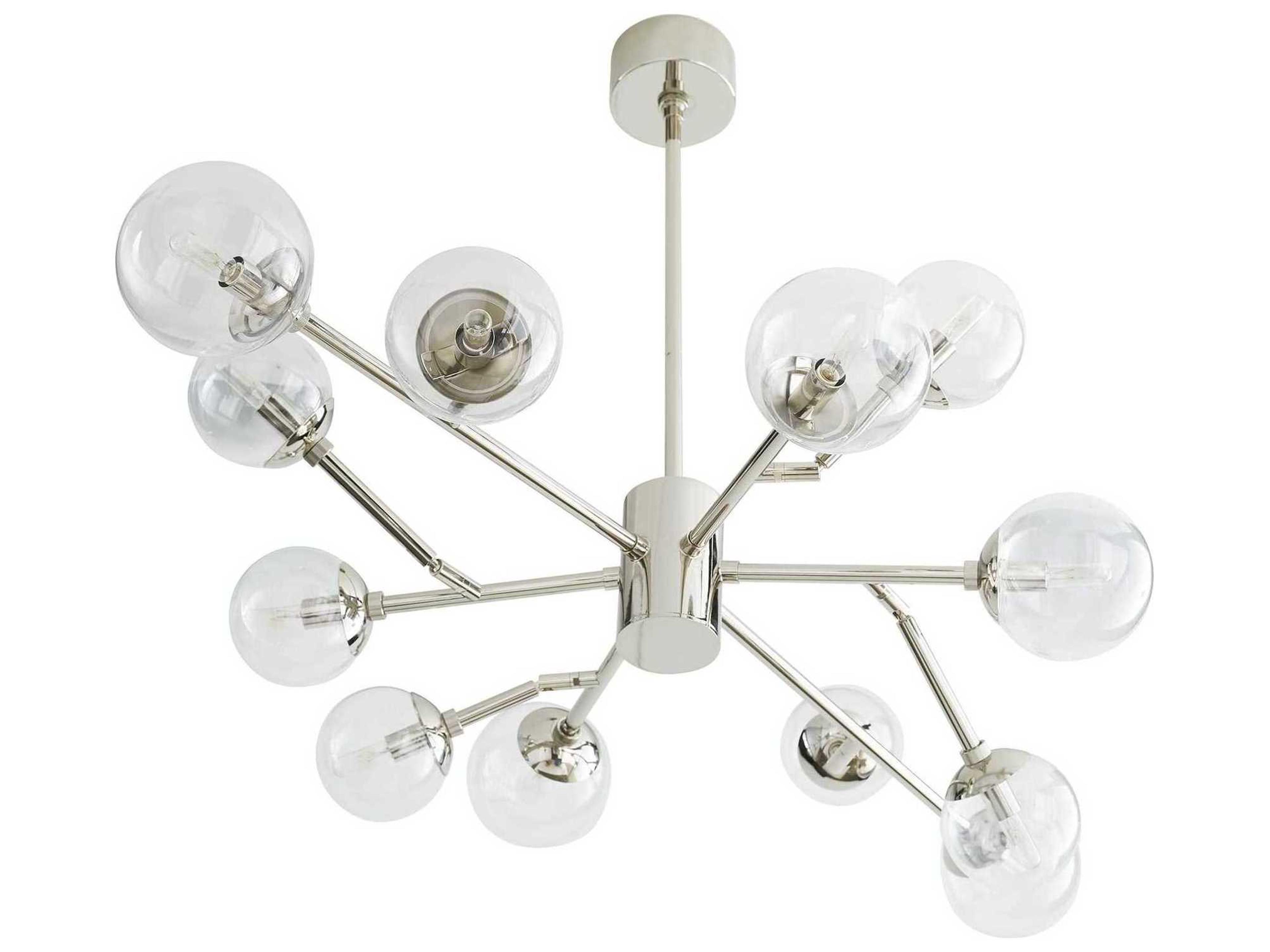 Arteriors Home Dallas 12-Light Polished Nickel Glass Globe Linear Island Pendant