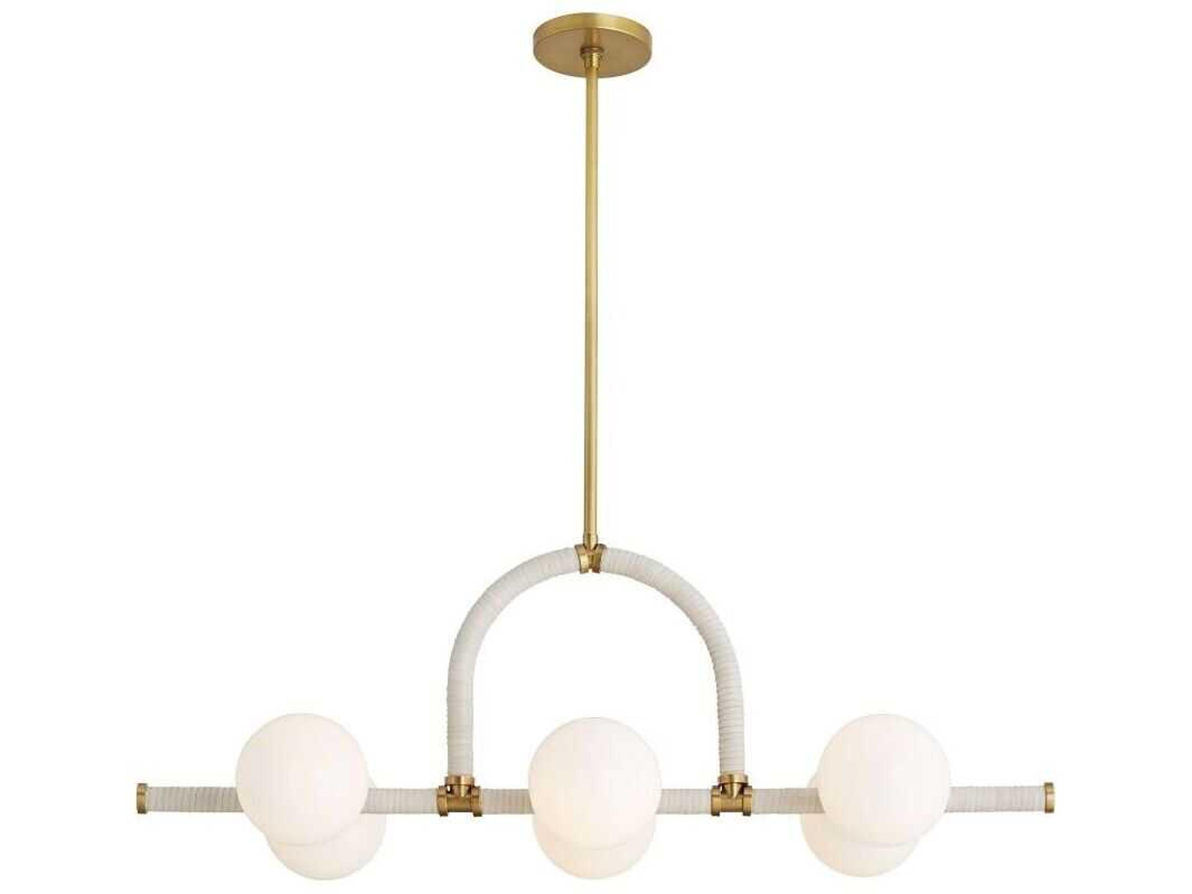 Arteriors Home Harrison 6-Light Antique Brass Light Gray Leather Island Pendant