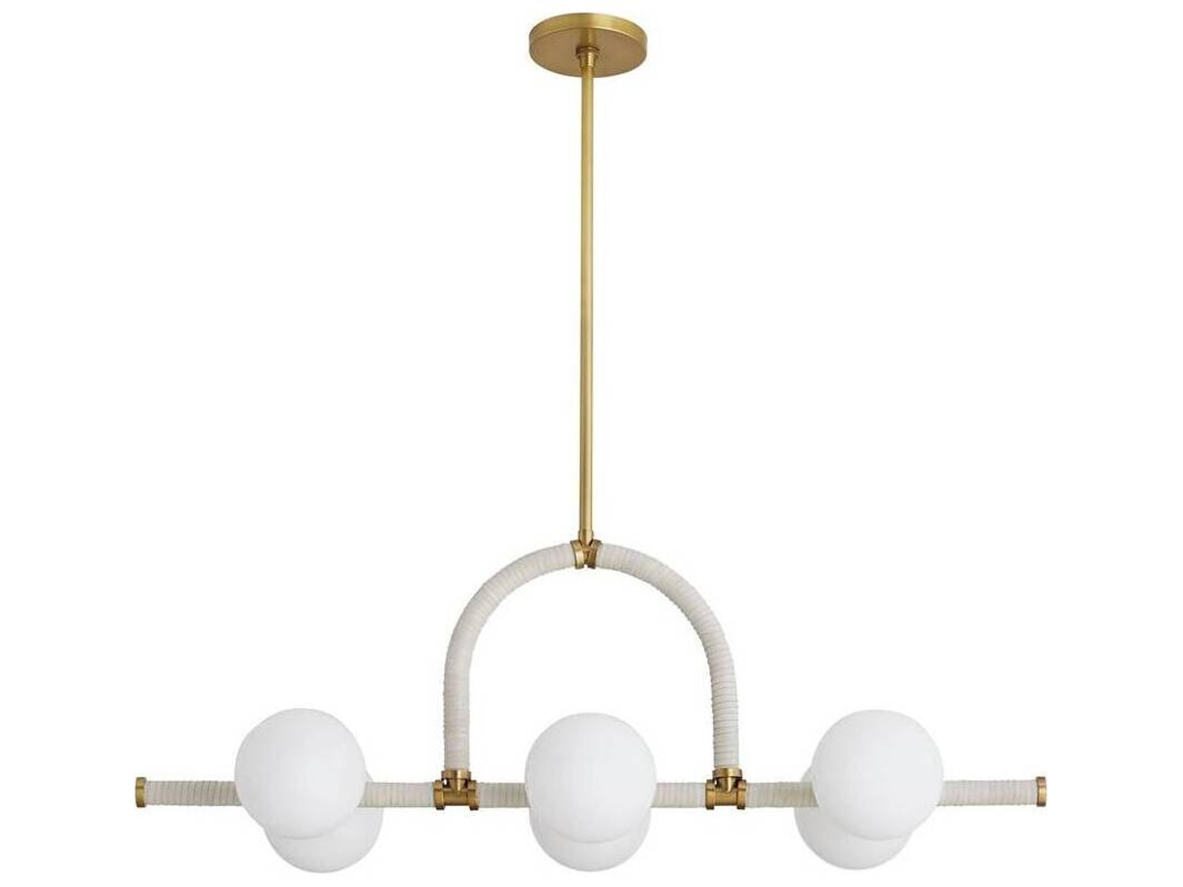 Arteriors Home Harrison 6-Light Antique Brass Light Gray Leather Island Pendant