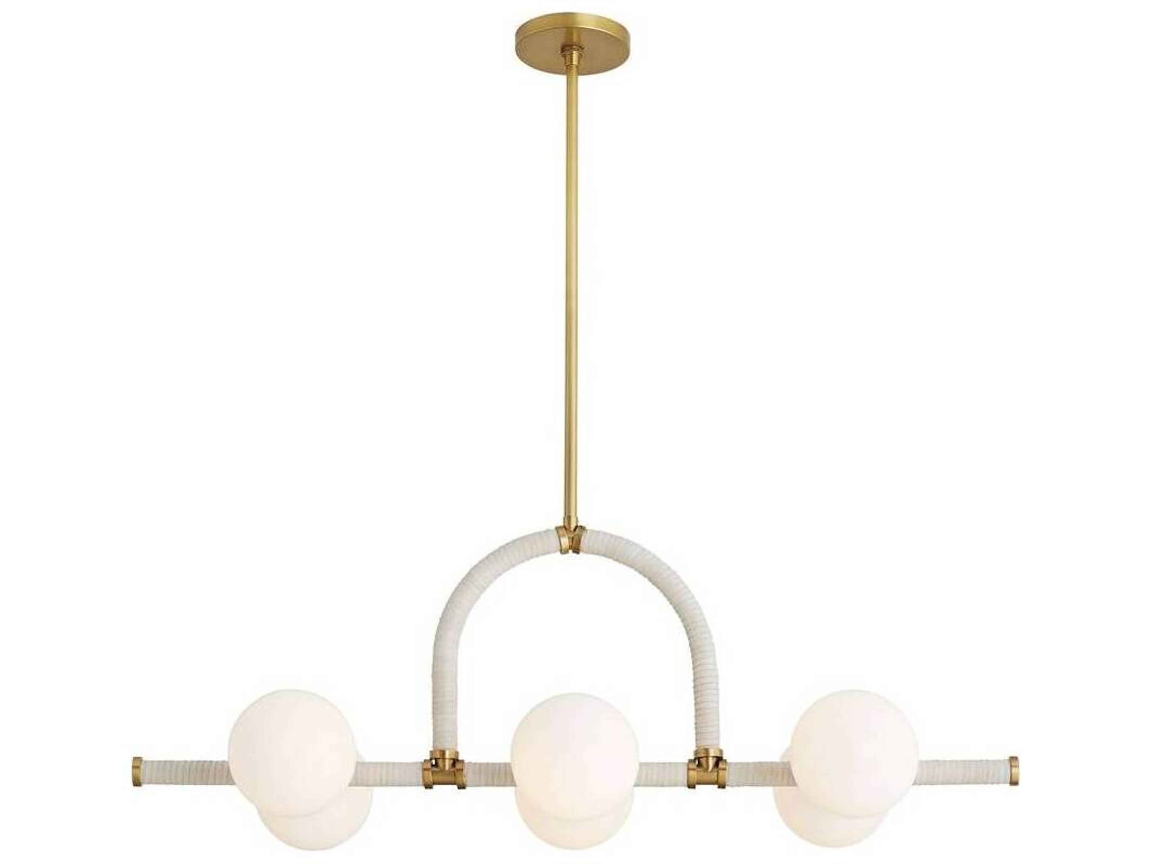 Arteriors Home Harrison 6-Light Antique Brass Light Gray Leather Island Pendant