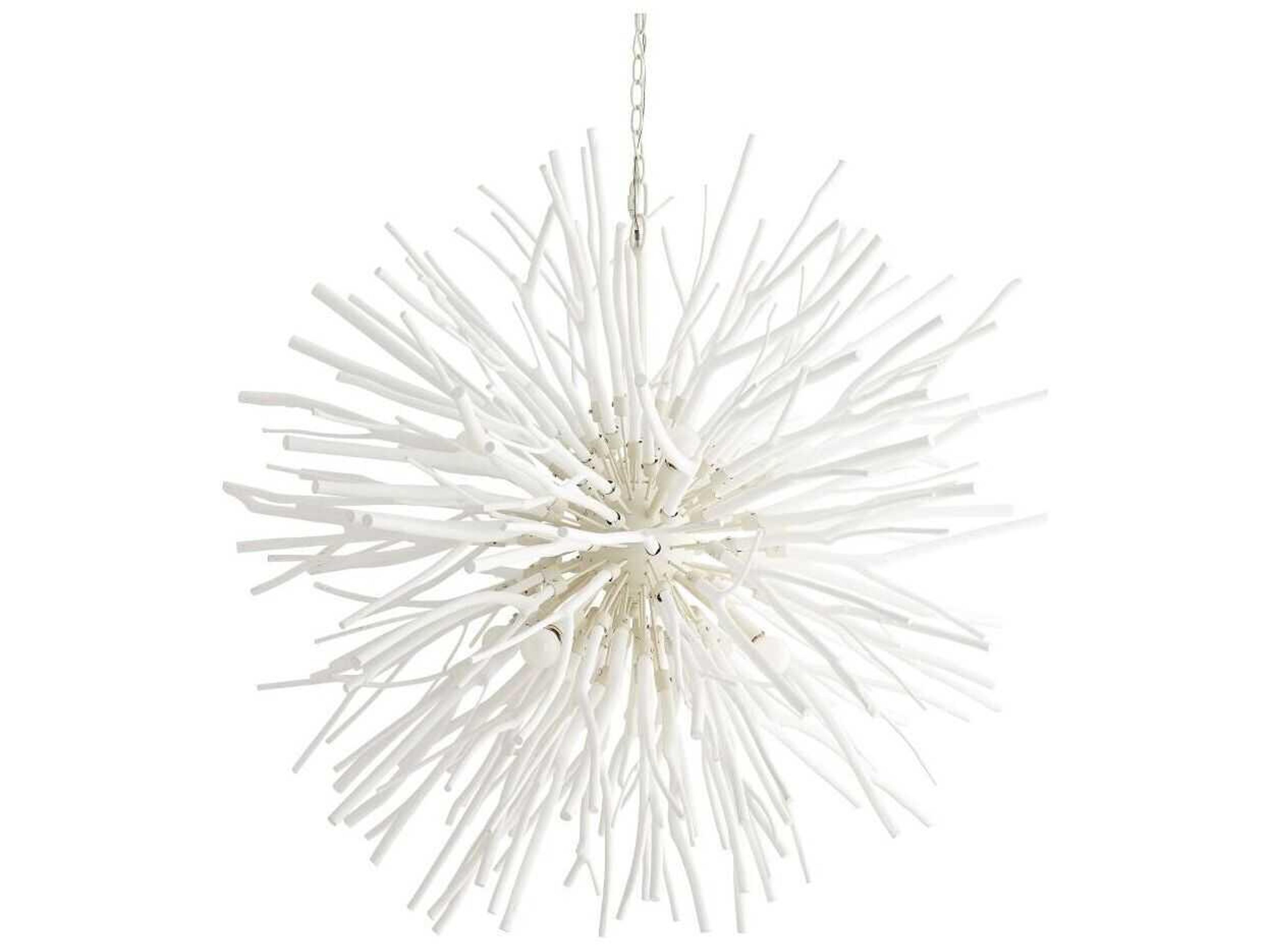 Arteriors Home Finch 8-Light Whitewash Stained Wood White Sputnik Pendant