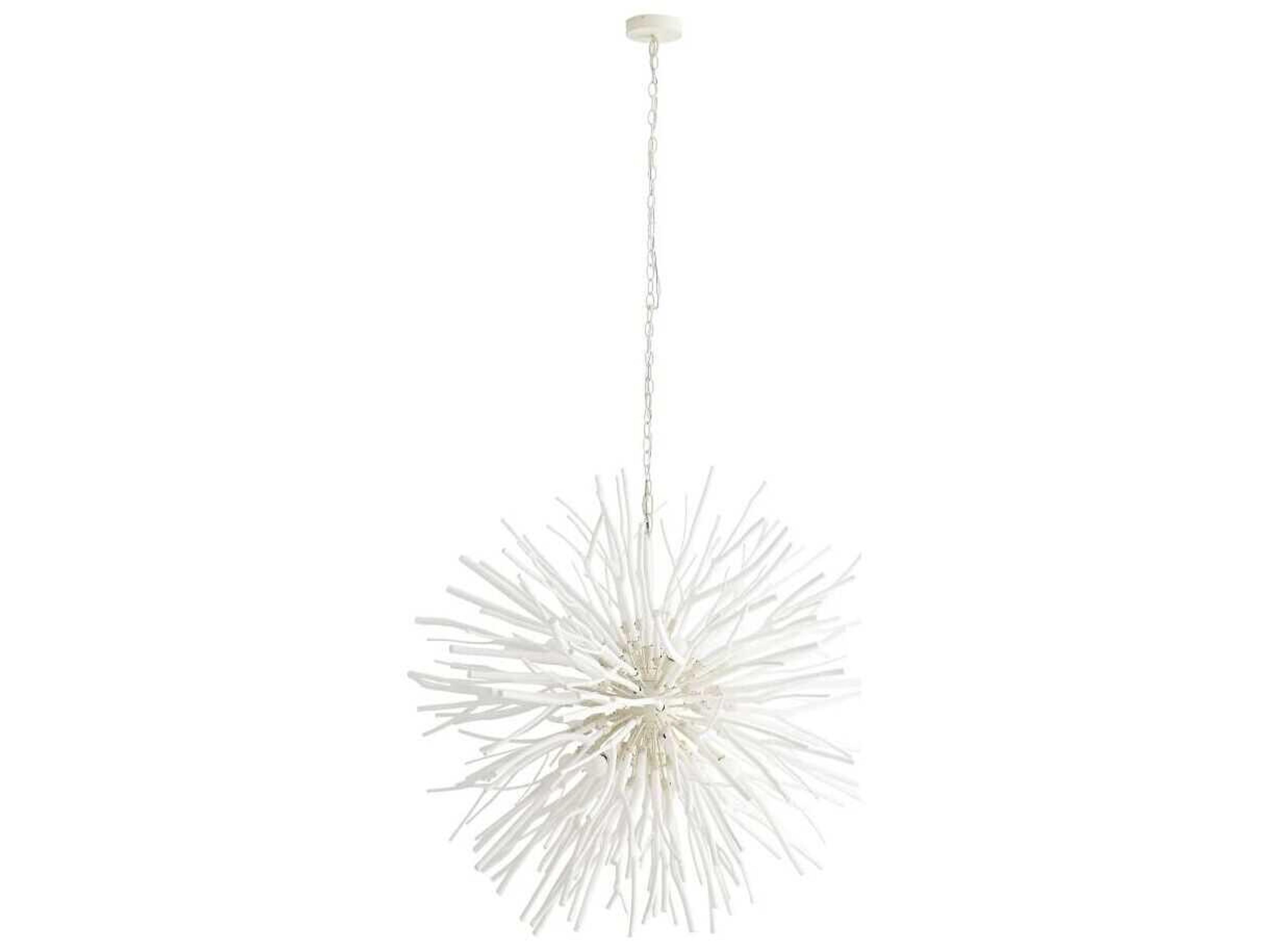 Arteriors Home Finch 8-Light Whitewash Stained Wood White Sputnik Pendant
