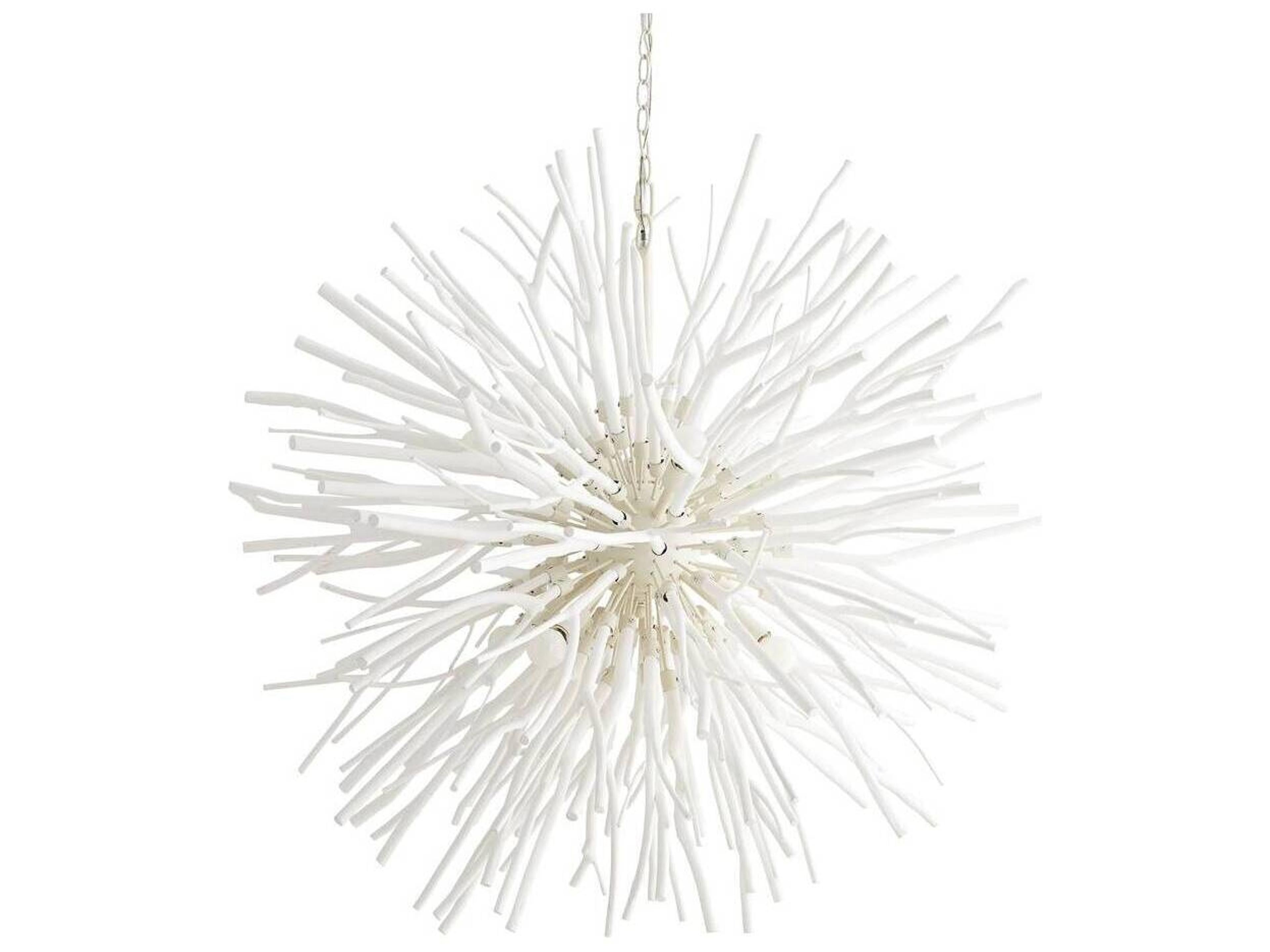 Arteriors Home Finch 8-Light Whitewash Stained Wood White Sputnik Pendant