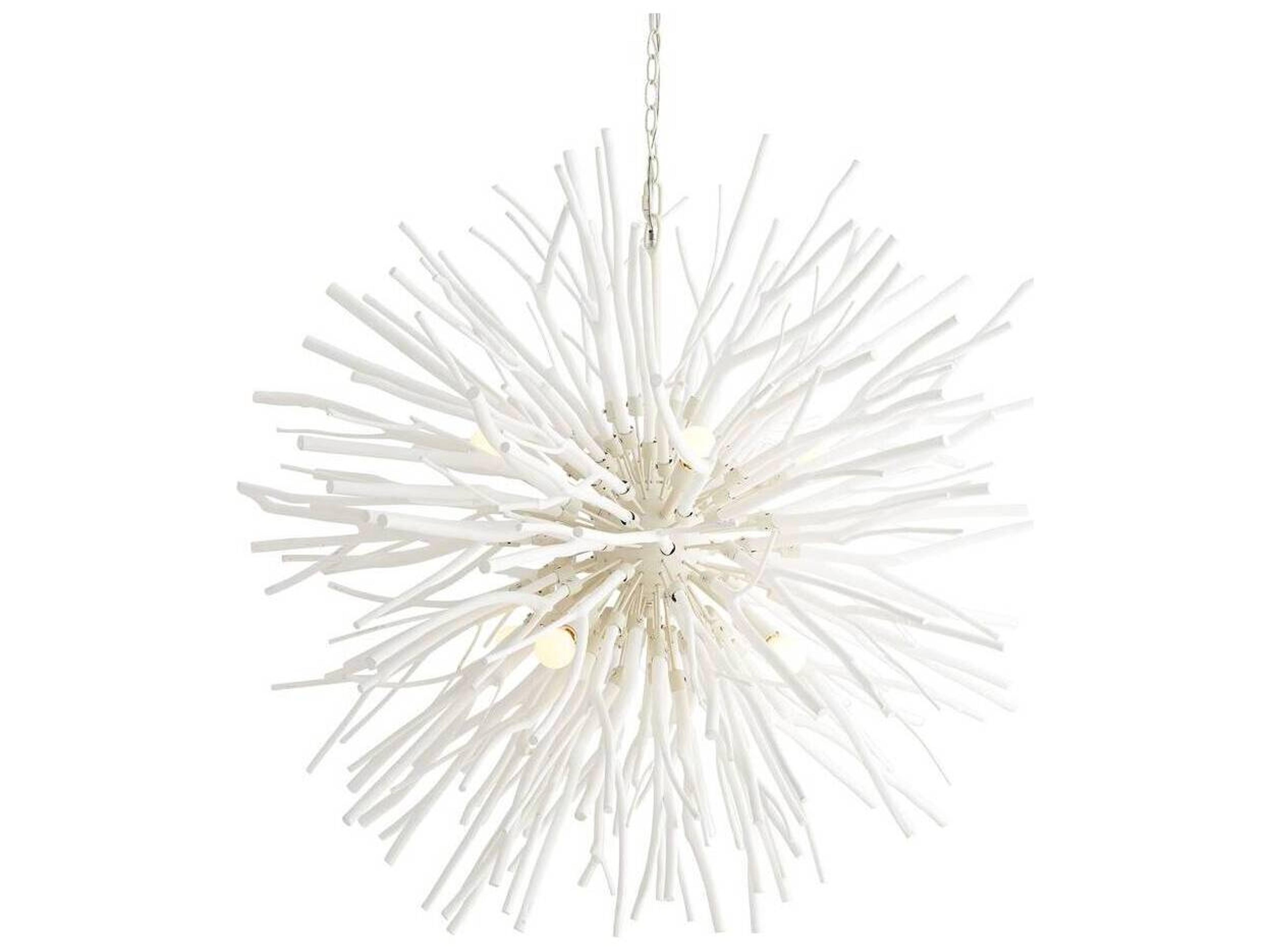 Arteriors Home Finch 8-Light Whitewash Stained Wood White Sputnik Pendant