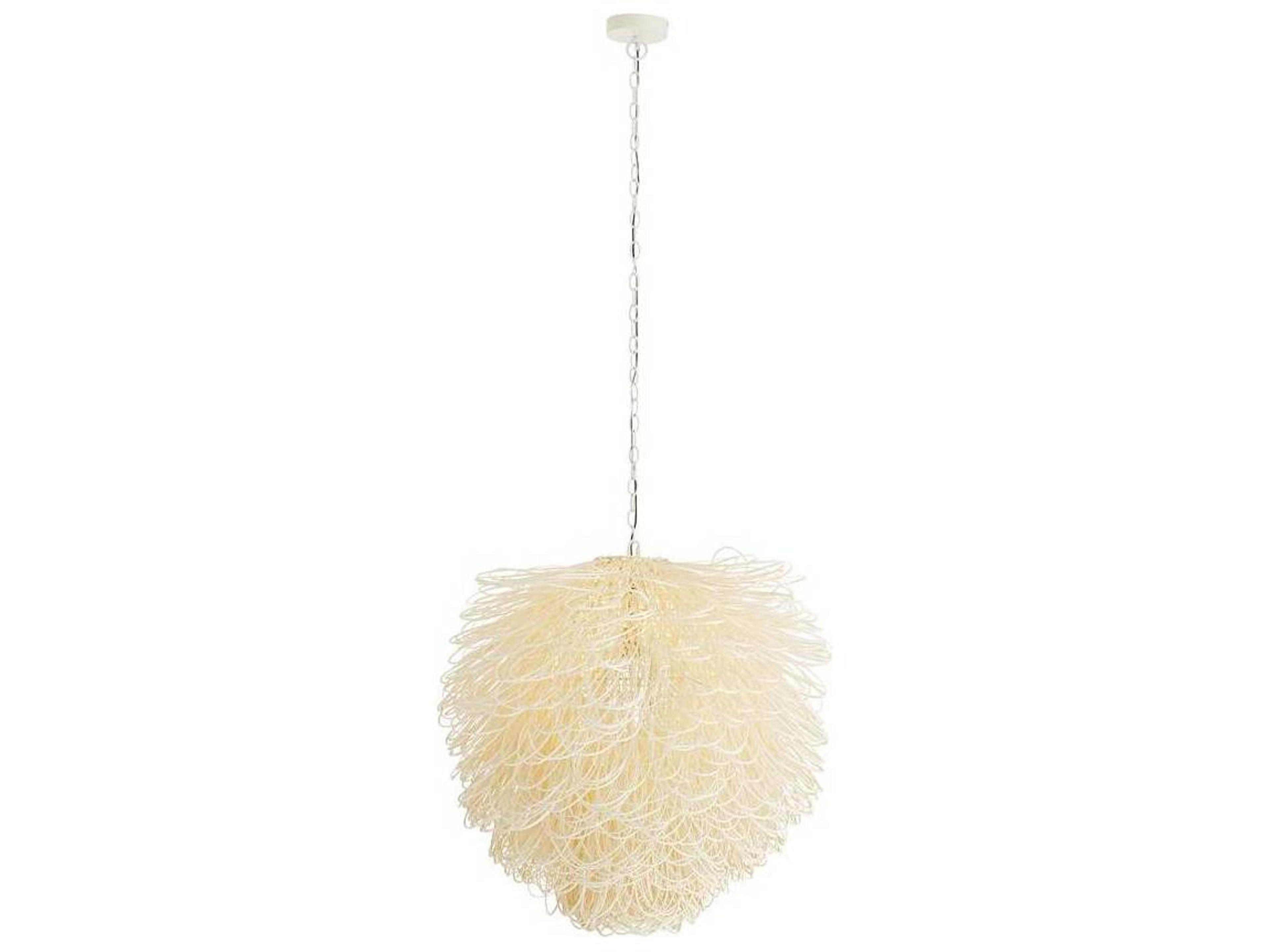 Arteriors Home Finley 1-Light Bleached Rattan White Pendant